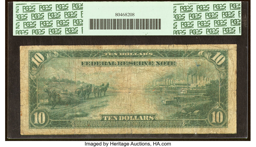 image for: Fr. 893a $10 1914 Red Seal Federal Reserve Note PCGS Apparent Fine 12....