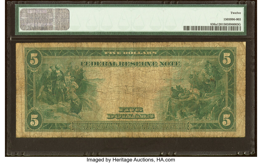 image for: Fr. 836a $5 1914 Red Seal Federal Reserve Note PMG Fine 12....