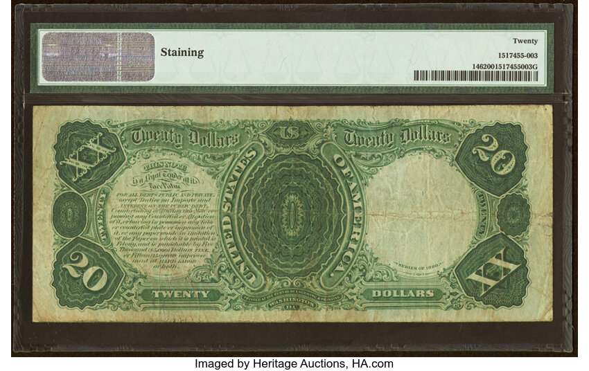 image for: Fr. 146 $20 1880 Legal Tender PMG Very Fine 20....