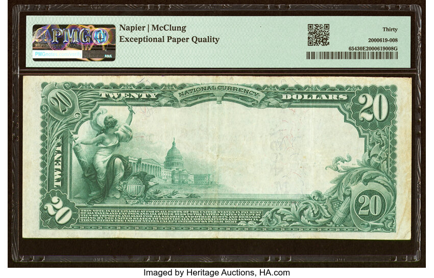 image for: Columbus, OH - $20 1902 Plain Back Fr. 654 The Hayden-Clinton National Bank Ch. # (M)4697 PMG Very Fine 30 EPQ....