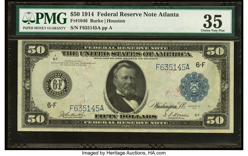 image for: Fr. 1046 $50 1914 Federal Reserve Note PMG Choice Very Fine 35....