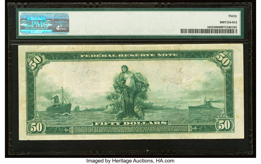 image for: Fr. 1052 $50 1914 Federal Reserve Note PMG Very Fine 30....