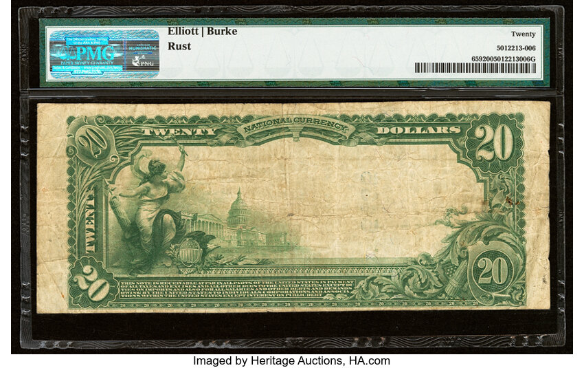 image for: Port Arthur, TX - $20 1902 Plain Back Fr. 659 The First National Bank Ch. # 5485 PMG Very Fine 20....