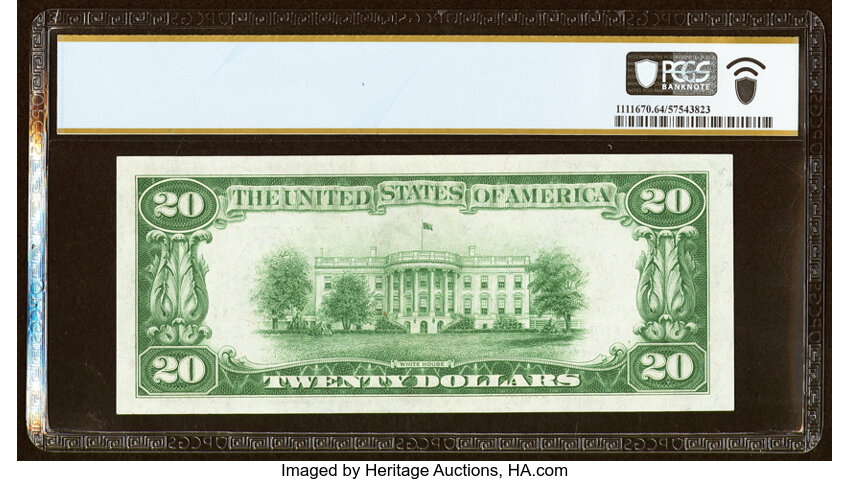 image for: Fr. 2051-A $20 1928A Federal Reserve Note. PCGS Banknote Choice Unc 64....