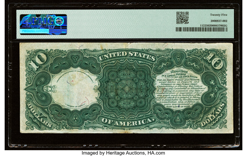 image for: Fr. 112 $10 1880 Legal Tender PMG Very Fine 25....