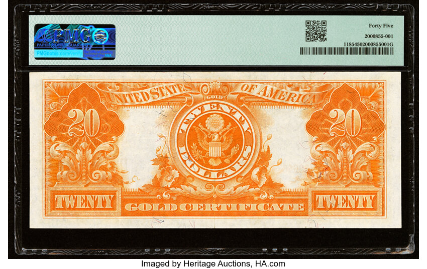image for: Fr. 1185 $20 1906 Gold Certificate PMG Choice Extremely Fine 45....