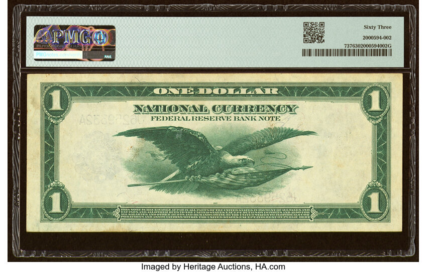 image for: Fr. 737 $1 1918 Federal Reserve Bank Note PMG Choice Uncirculated 63....