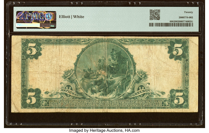 image for: Nevada, IA - $5 1902 Plain Back Fr. 608 The First National Bank Ch. # (M)2555 PMG Very Fine 20....