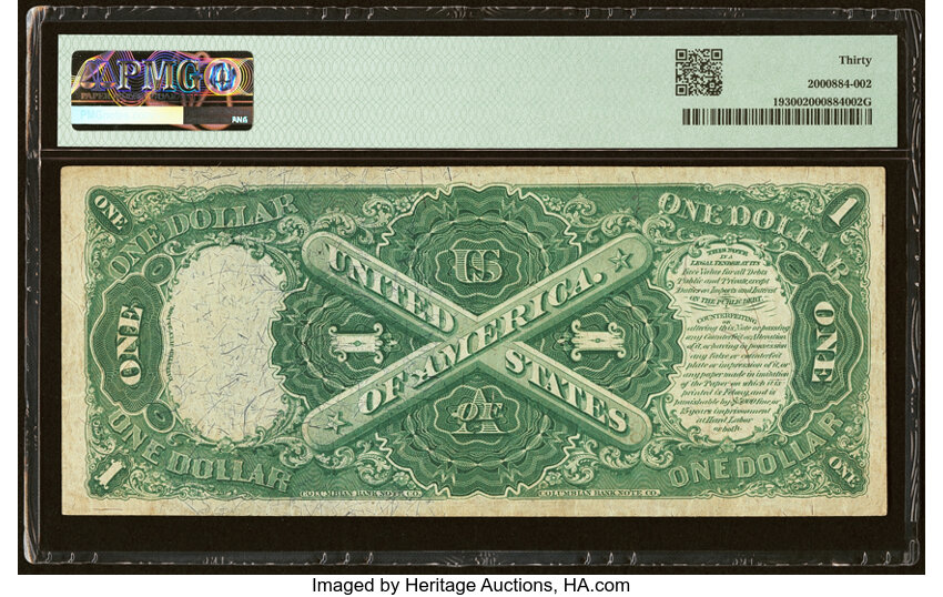 image for: Fr. 19 $1 1874 Legal Tender PMG Very Fine 30....