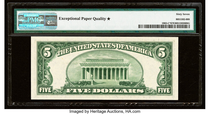 image for: Fr. 1963-C* $5 1950B Federal Reserve Star Note. PMG Superb Gem Unc 67 EPQ*....