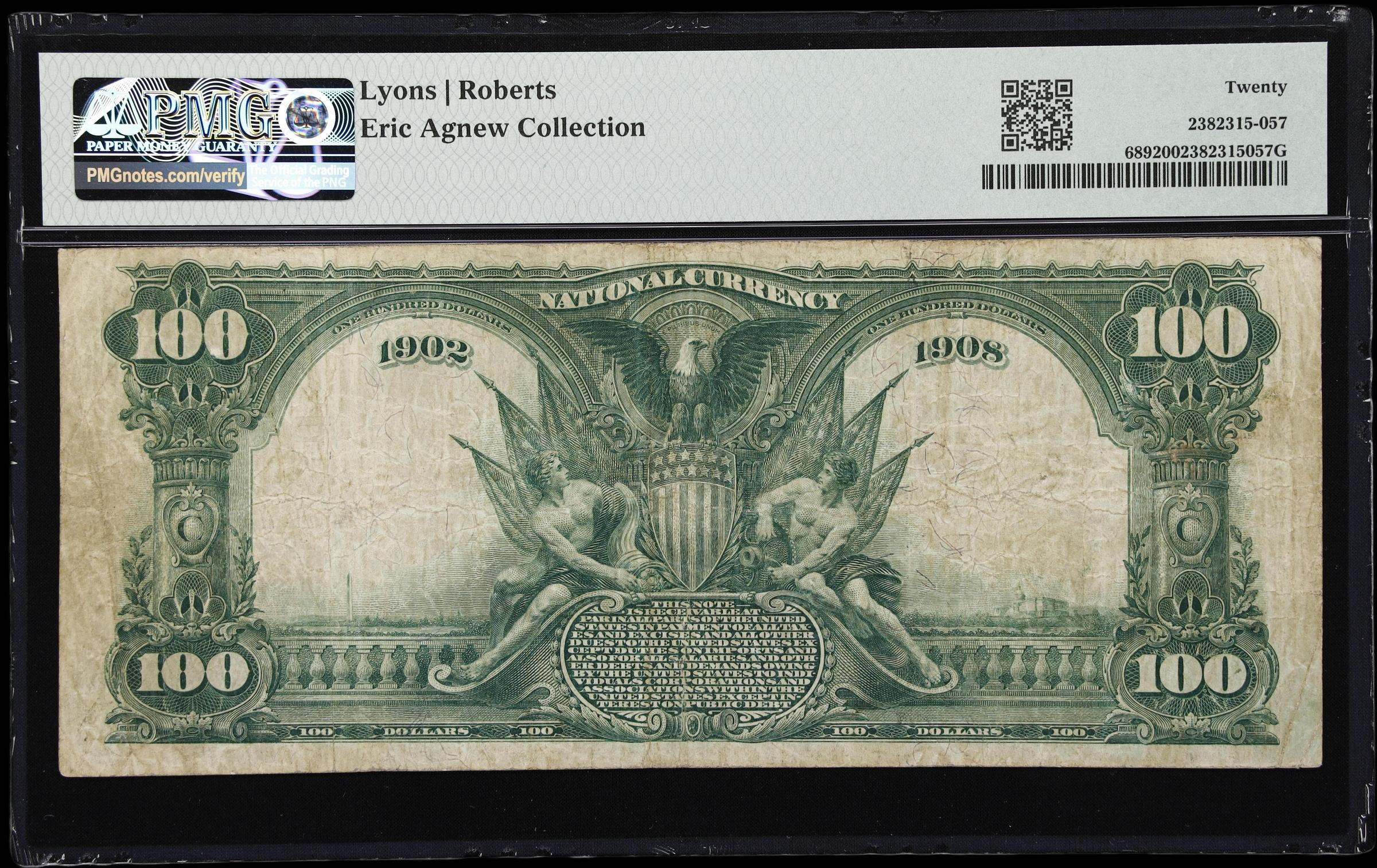 image for: Lodi, California. $100 1902 Date Back. Fr. 689. First NB. Charter #7719. PMG Very Fine 20.