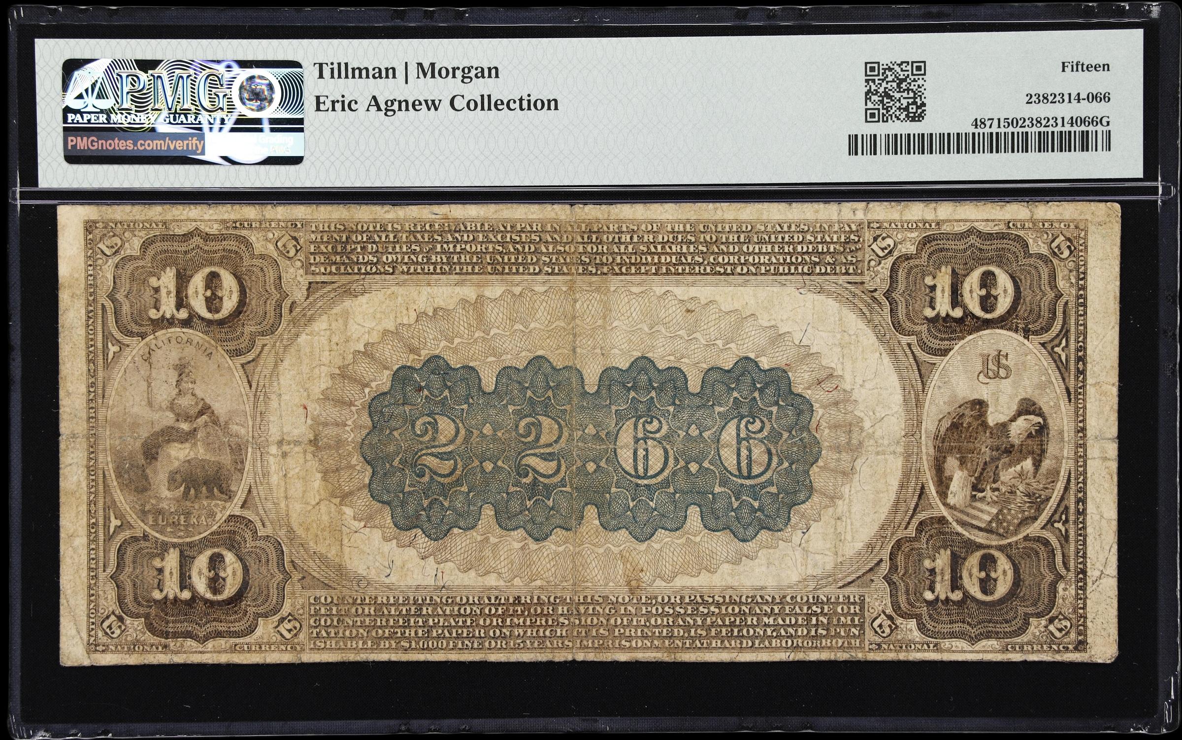 image for: Oakland, California. $10 1882 Brown Back. Fr. 487. Union NB. Charter #2266. PMG Choice Fine 15.