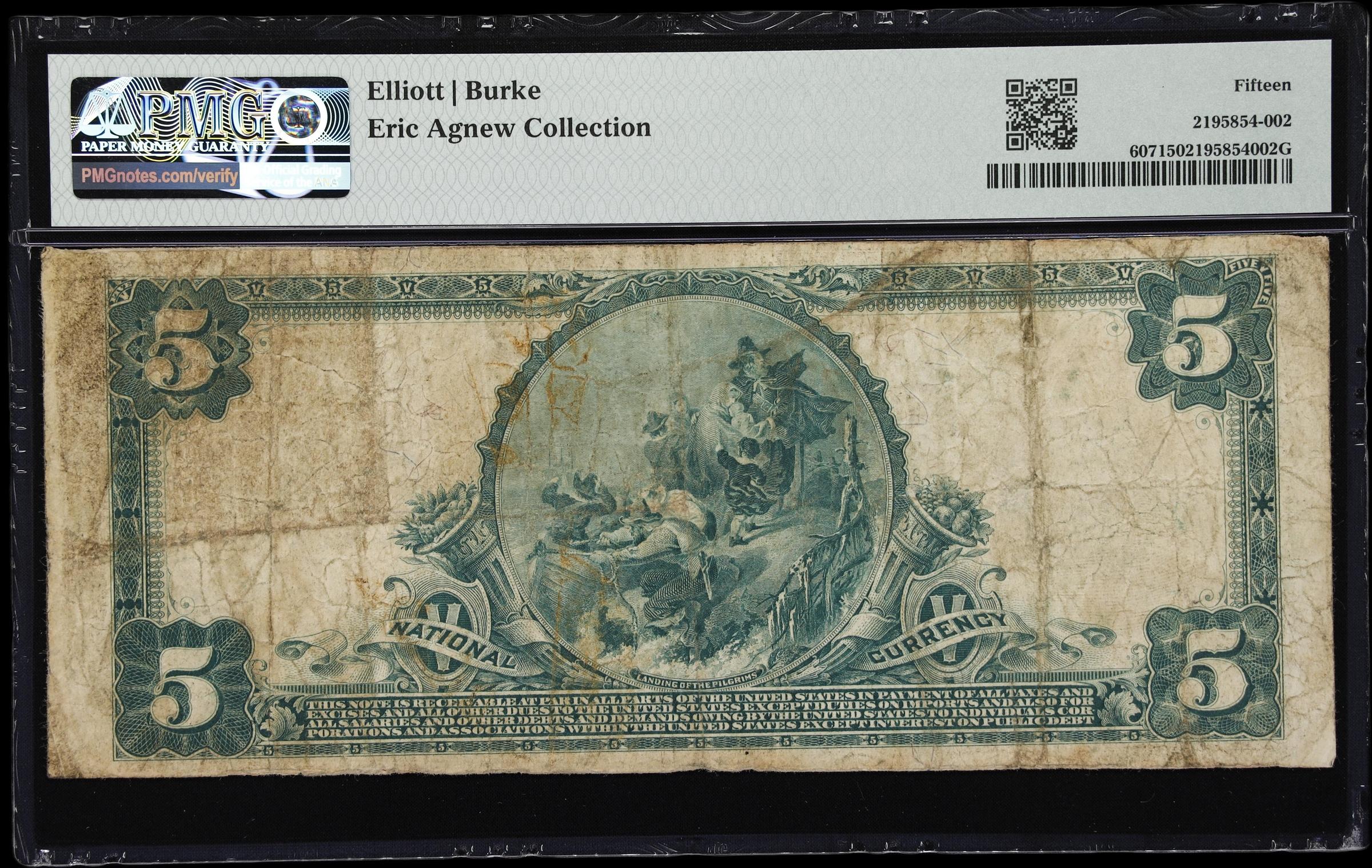 image for: Orange Cove, California. $5 1902 Plain Back. Fr. 607. First NB. Charter #11616. PMG Choice Fine 15.