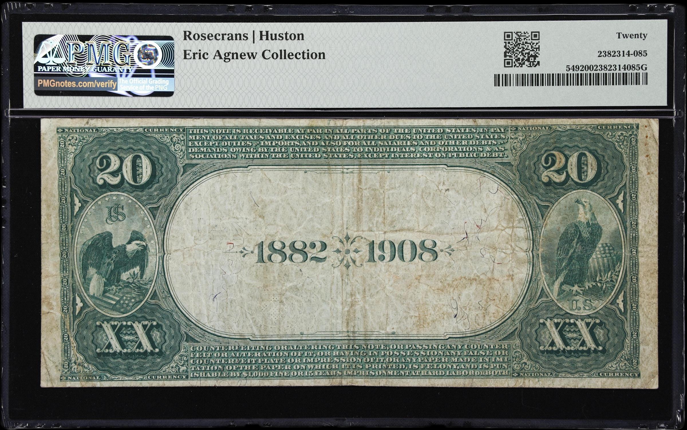 image for: San Francisco, California. $20 1882 Date Back. Fr. 549. First NB. Charter #1741. PMG Very Fine 20.