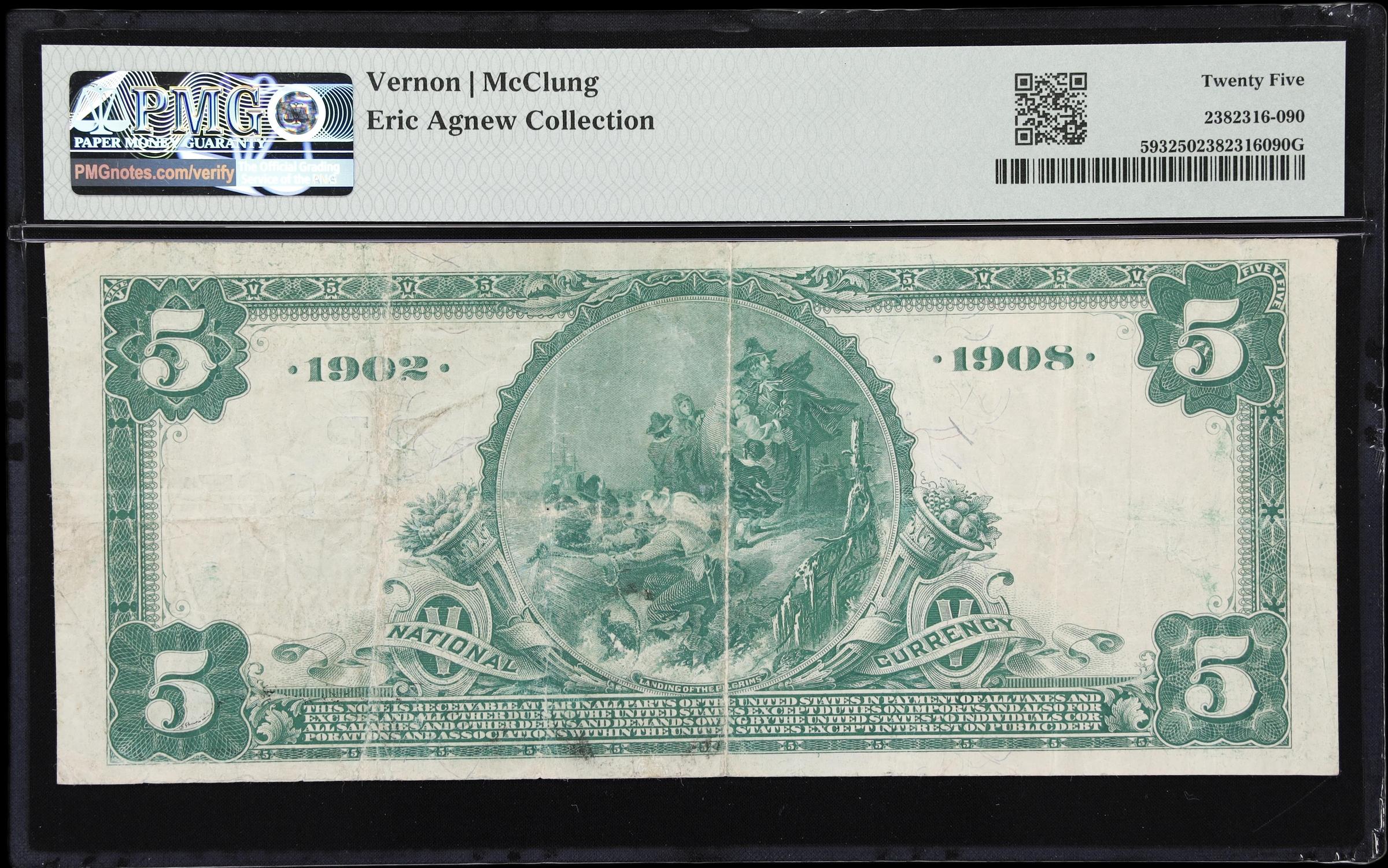 image for: San Francisco, California. $5 1902 Date Back. Fr. 593. Bank of California, National Association. Charter #9655. PMG Very Fine 25.