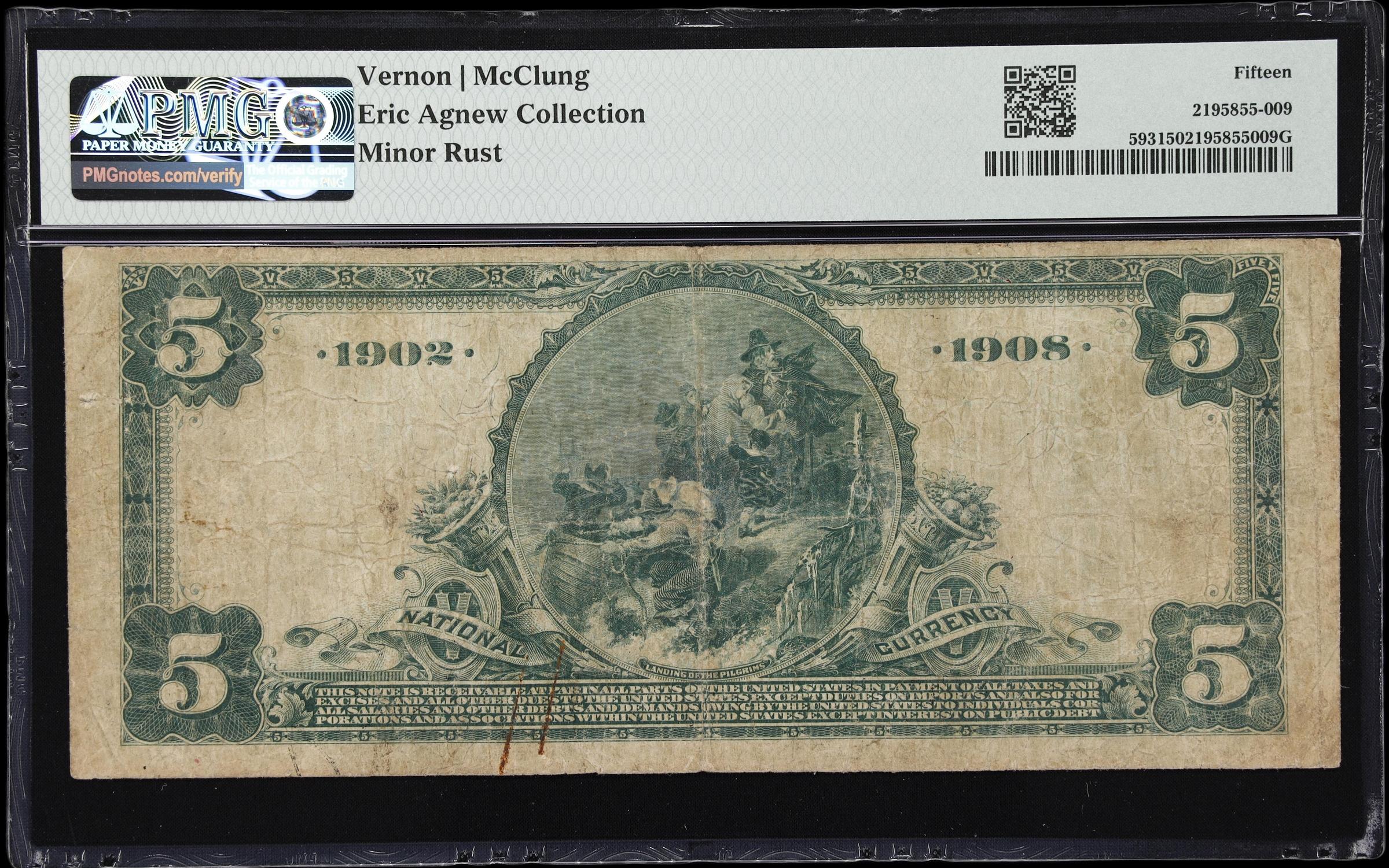 image for: San Francisco, California. $5 1902 Date Back. Fr. 593. Western Metropolis NB. Charter #9882. PMG Choice Fine 15.