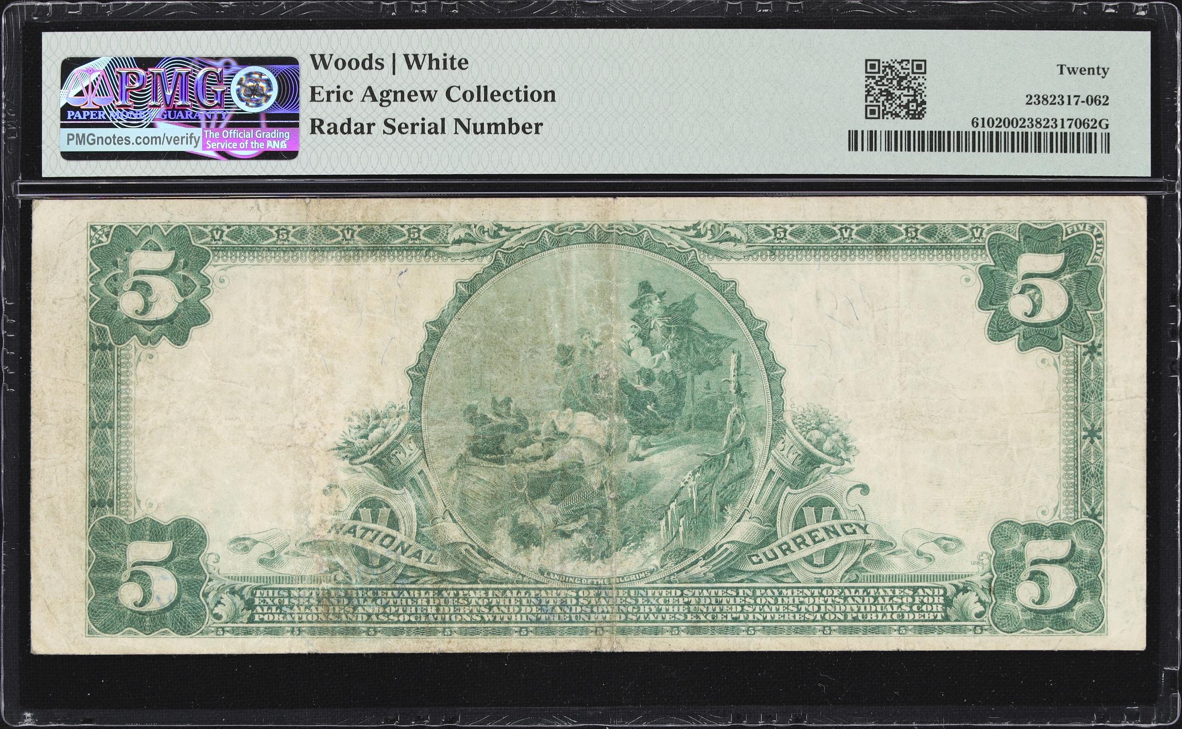 image for: Santa Ana, California. $5 1902 Plain Back. Fr. 610. Commercial NB. Charter #13200. PMG Very Fine 20. Radar Serial Number.