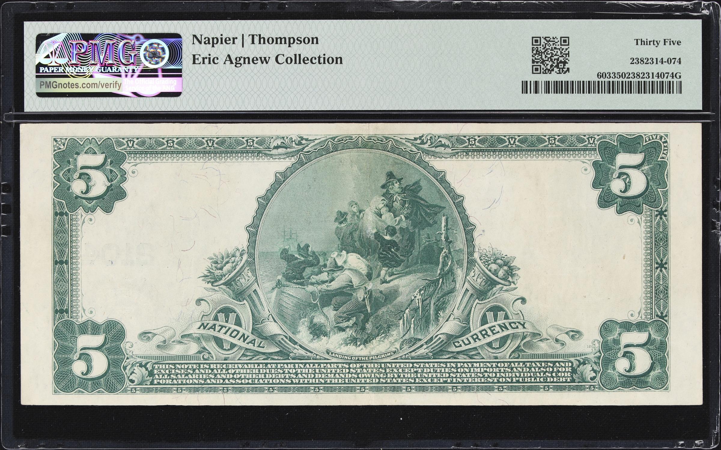 image for: Santa Barbara, California. $5 1902 Plain Back. Fr. 603. First National Bank. Charter #2104. PMG Choice Very Fine 35.