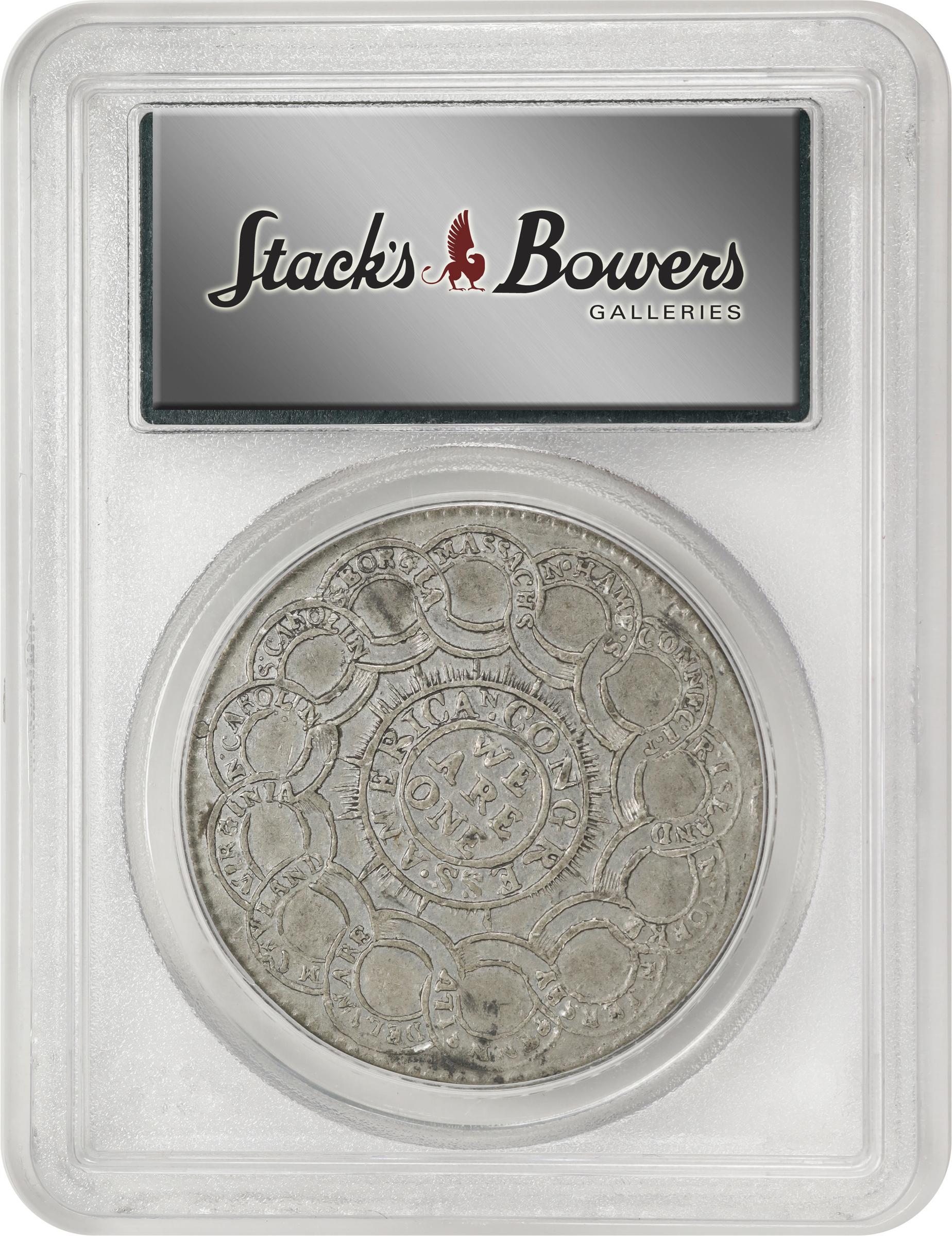 image for: "1776" (1783) Continental Dollar. Newman 2-C, W-8455. Rarity-3. CURRENCY. Pewter. EF-45 (PCGS). CAC. OGH.