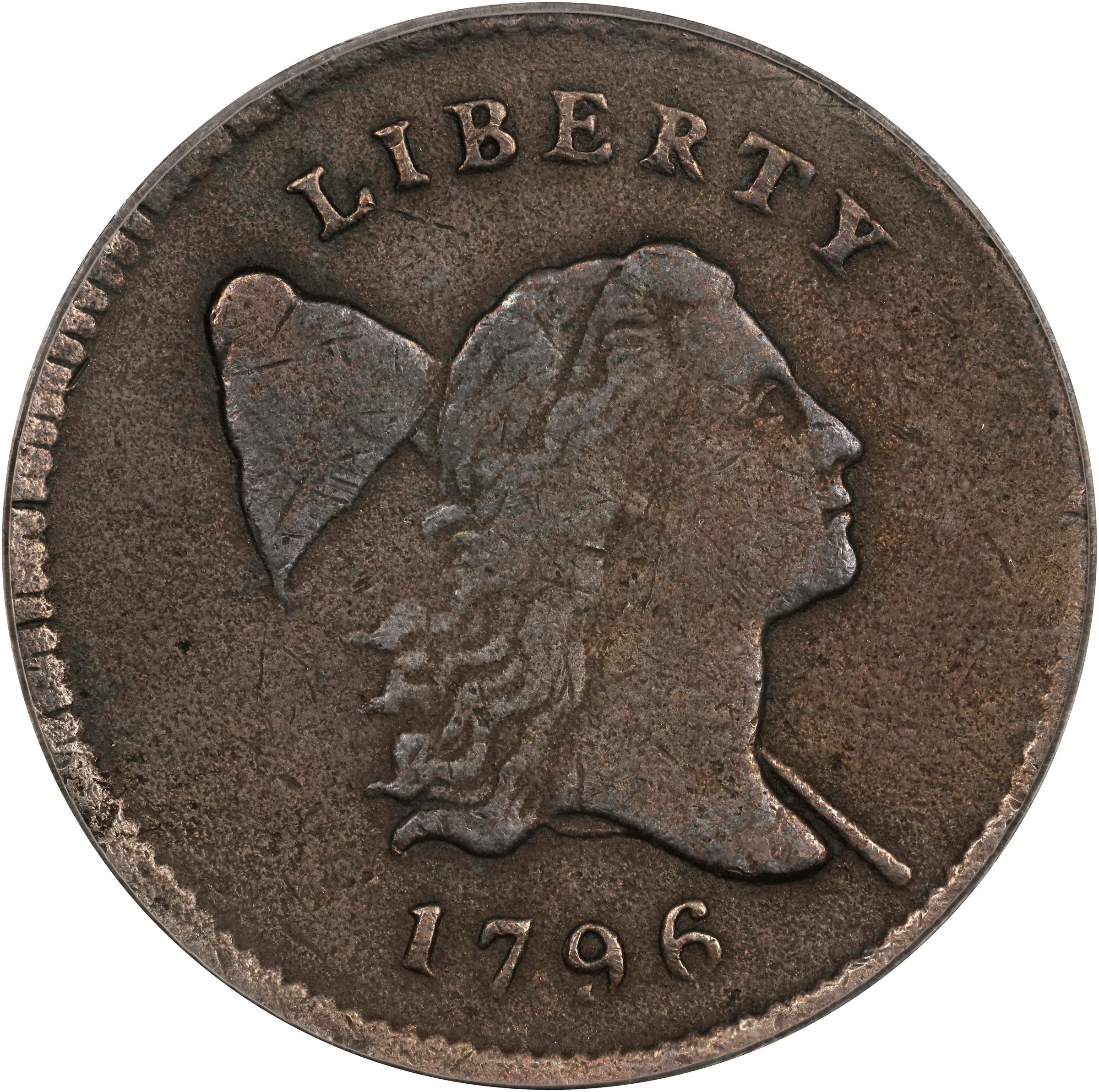 image for: 1796 Liberty Cap Half Cent. C-2. Rarity-4+. With Pole. Fine-15 (PCGS). CMQ.