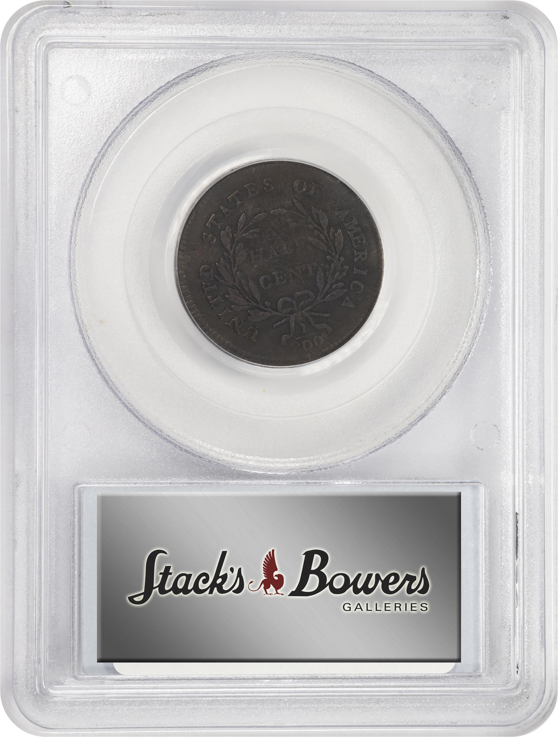 image for: 1796 Liberty Cap Half Cent. C-2. Rarity-4+. With Pole. Fine-15 (PCGS). CMQ.