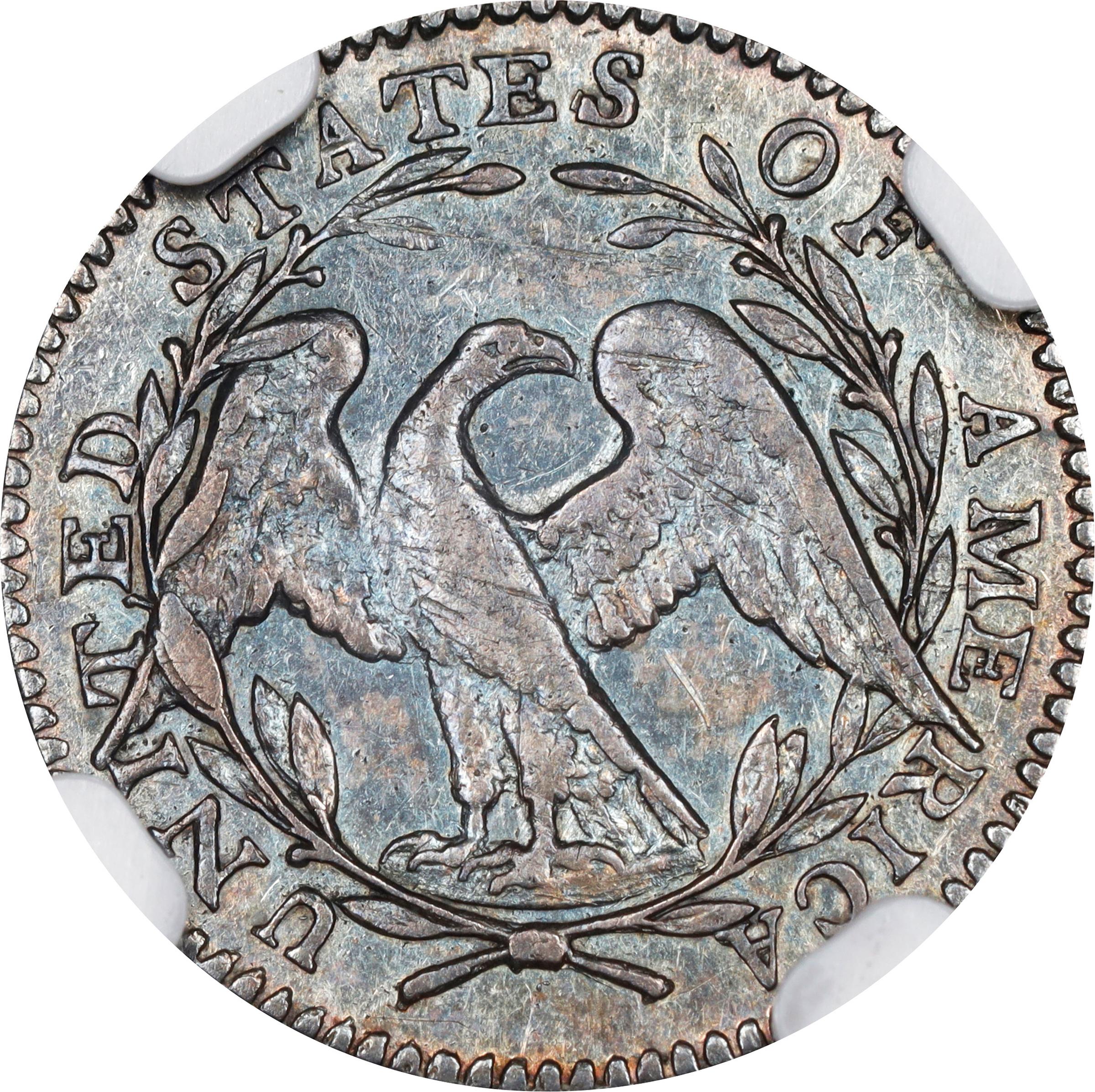 image for: 1795 Flowing Hair Half Dime. LM-10, V-4. Rarity-3. AU-58 (NGC).