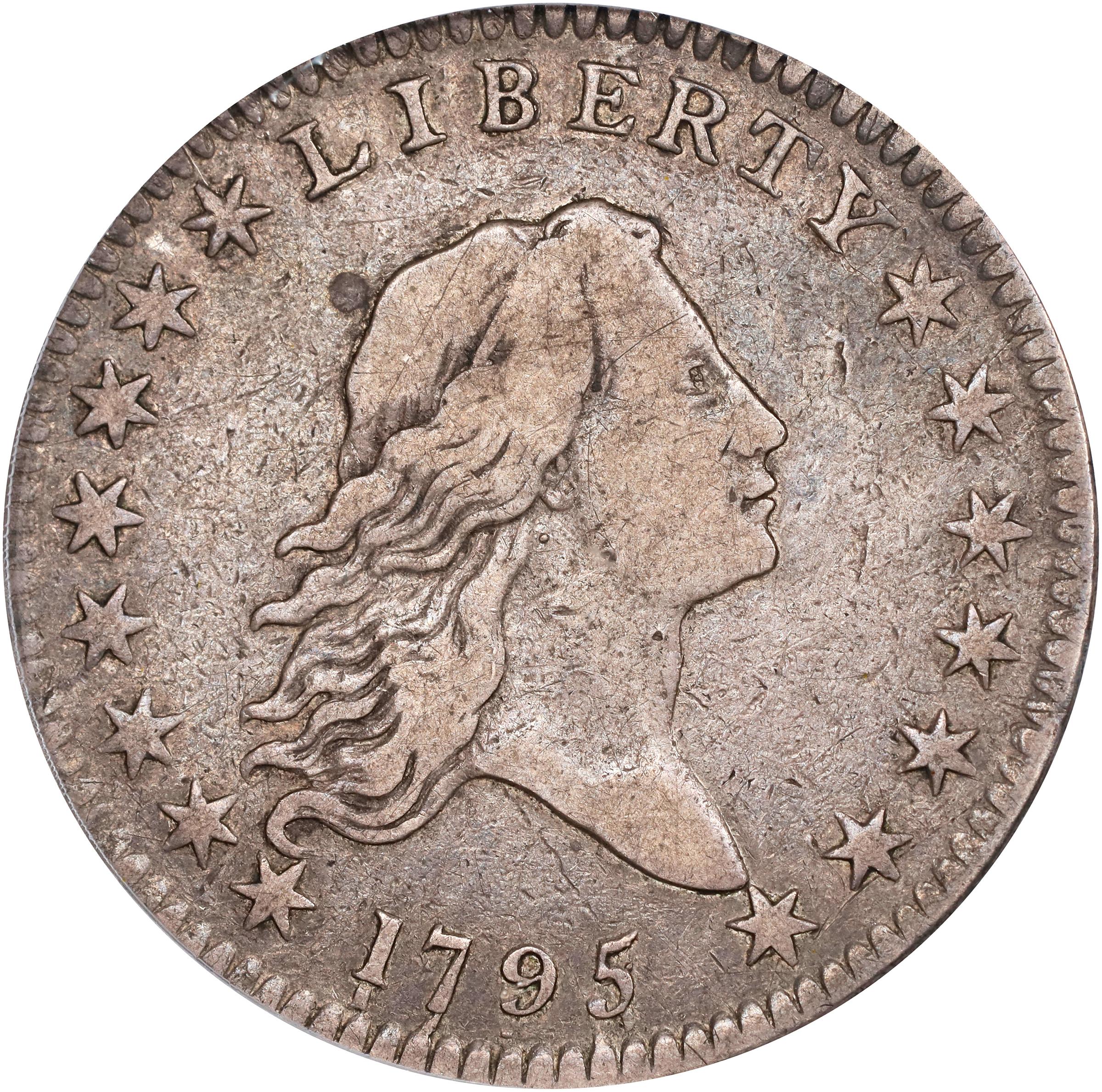 image for: 1795 Flowing Hair Half Dollar. O-111, T-19. Rarity-4+. Recut Date, Three Leaves. VF-30 (PCGS). CAC.