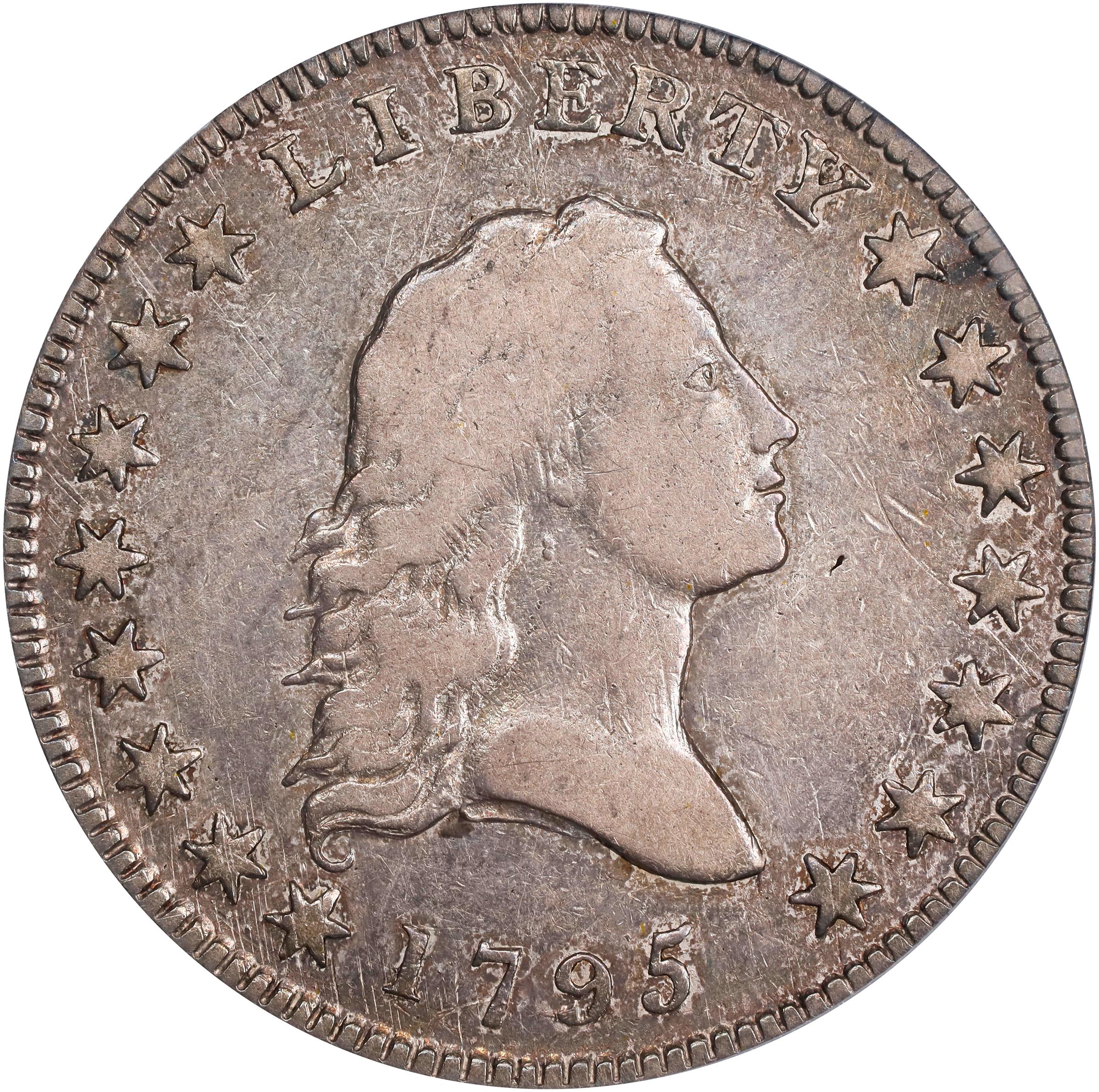 image for: 1795 Flowing Hair Half Dollar. O-126a, T-22. Rarity-4+. Small Head, Two Leaves. VF-35 (PCGS).