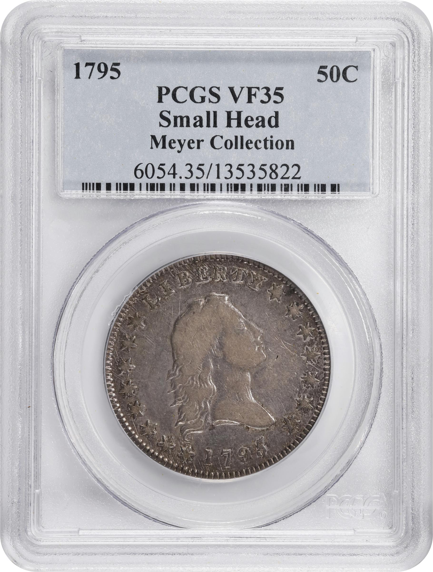 image for: 1795 Flowing Hair Half Dollar. O-126a, T-22. Rarity-4+. Small Head, Two Leaves. VF-35 (PCGS).