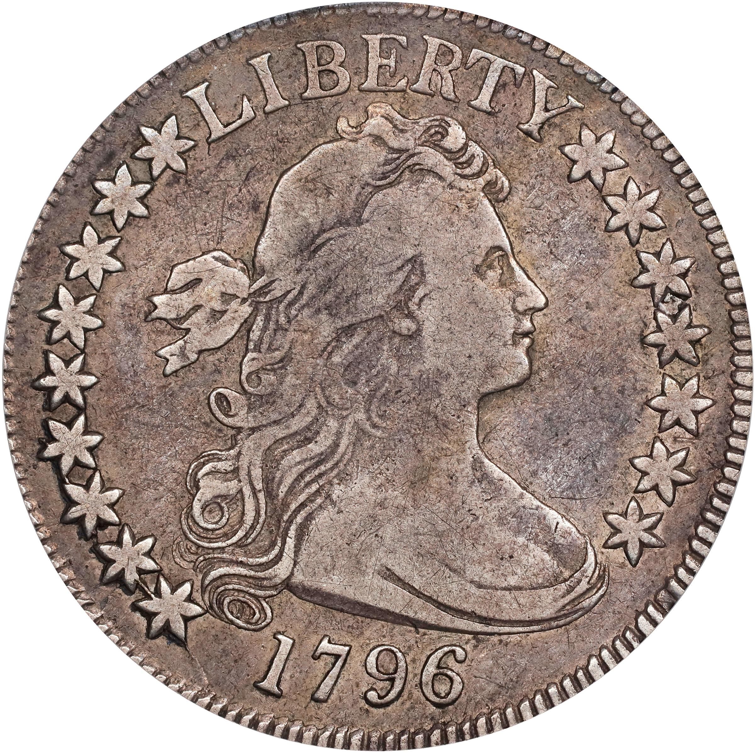 image for: 1796 Draped Bust Half Dollar. Small Eagle. O-102, T-2. Rarity-5+. 16 Stars. VF-25 (PCGS).