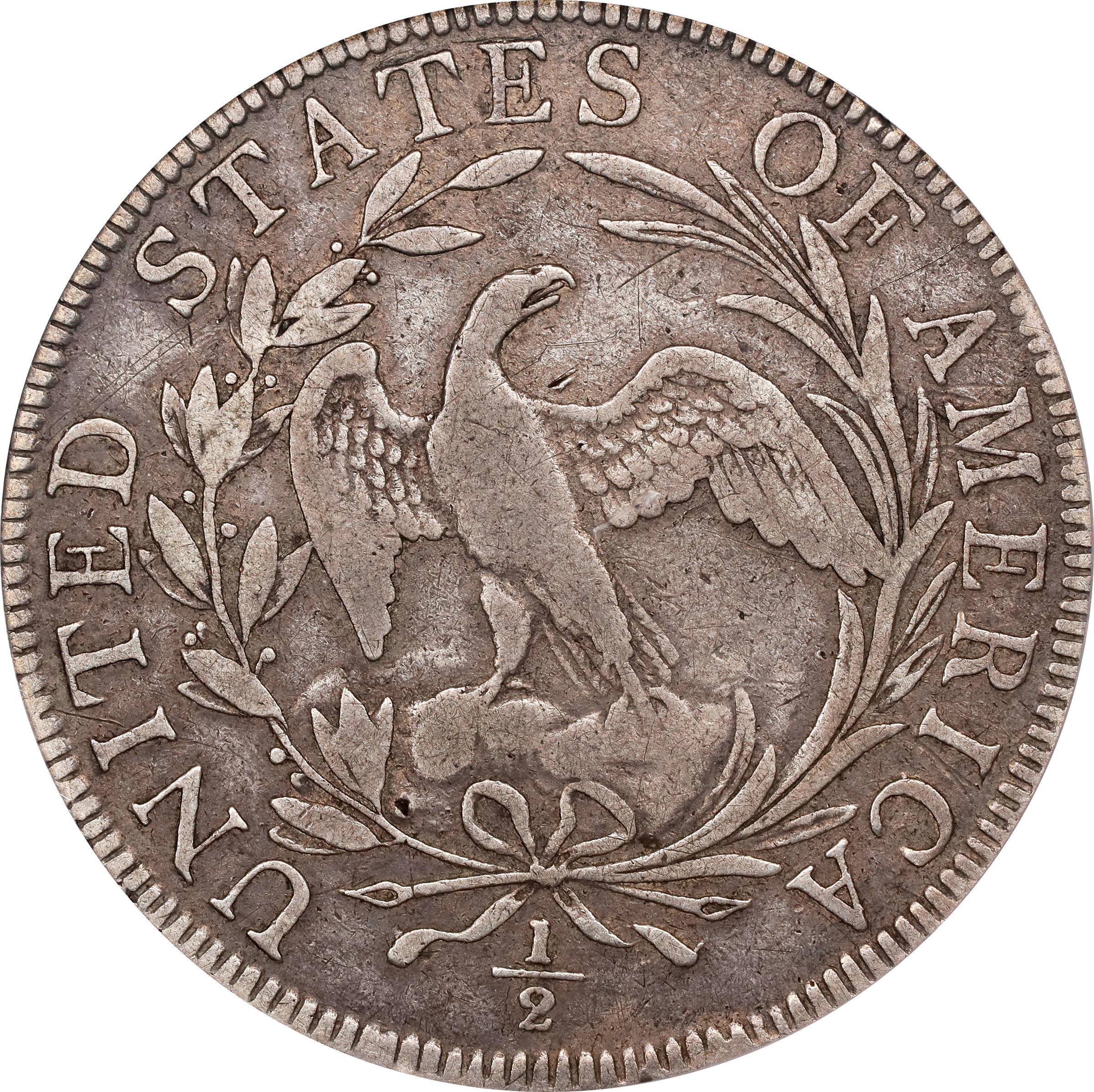 image for: 1796 Draped Bust Half Dollar. Small Eagle. O-102, T-2. Rarity-5+. 16 Stars. VF-25 (PCGS).