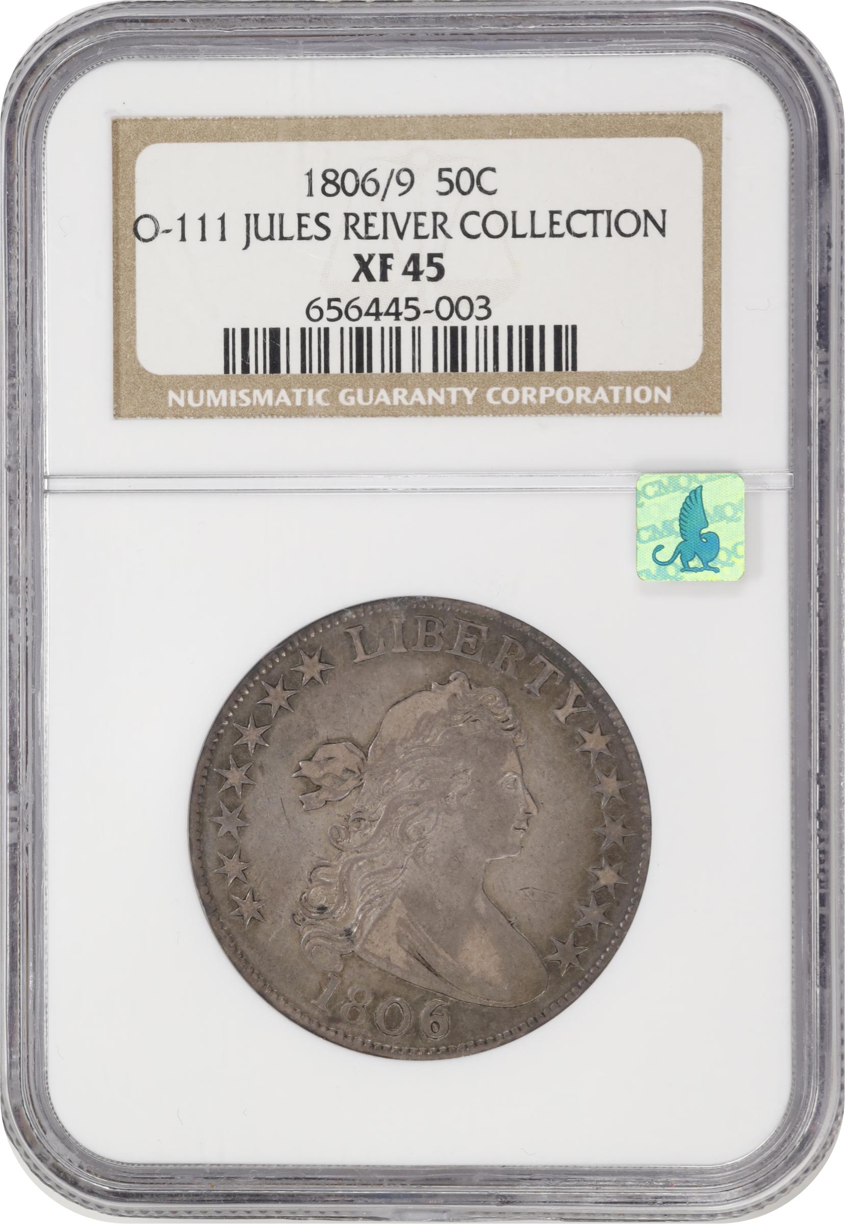 image for: 1806 Draped Bust Half Dollar. O-111, T-11. Rarity-4. 6/Inverted 6. EF-45 (NGC). CMQ.