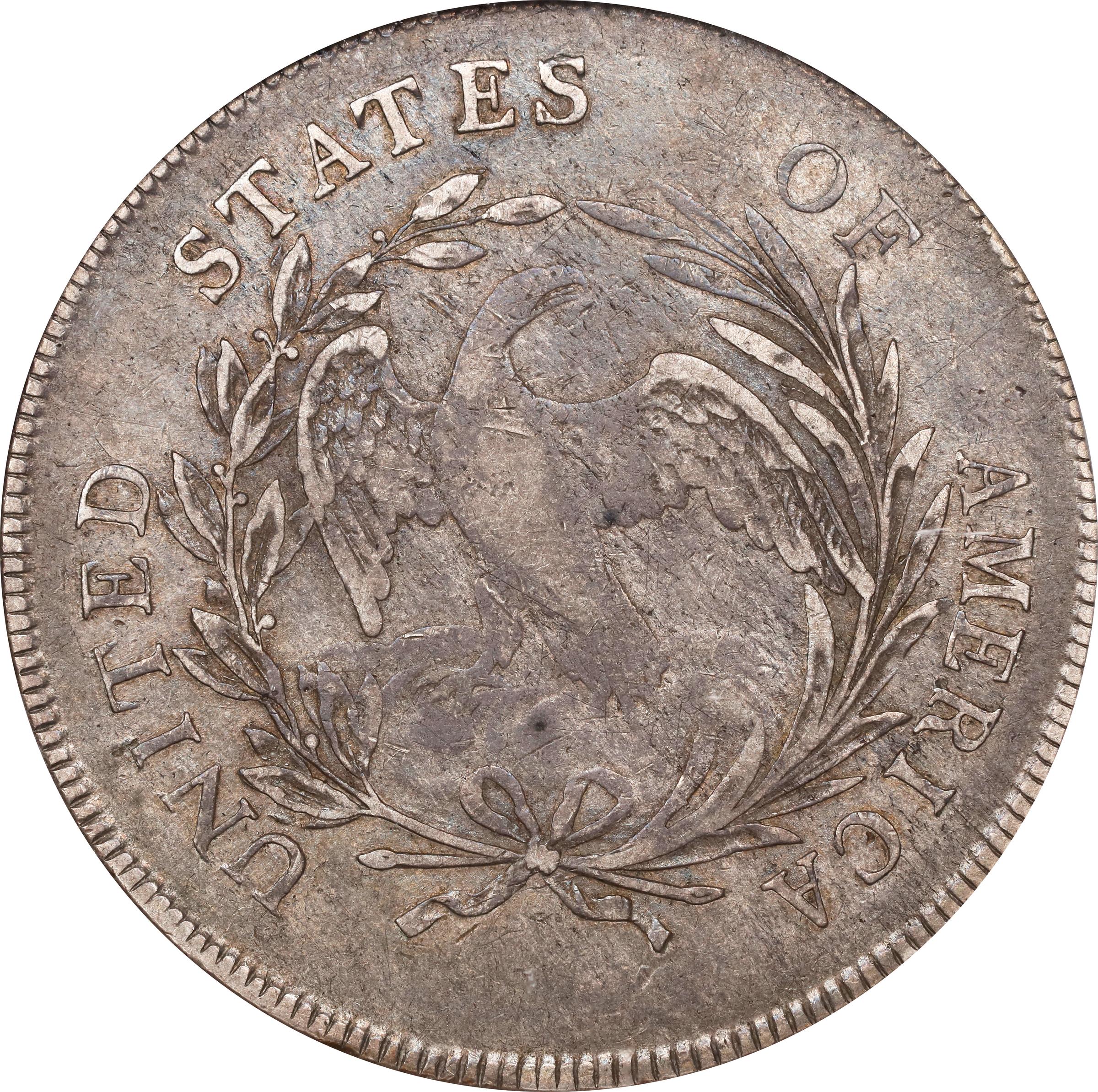 image for: 1797 Draped Bust Silver Dollar. BB-72, B-2. Rarity-4. Stars 9x7, Small Letters. EF-45 (NGC). CMQ.