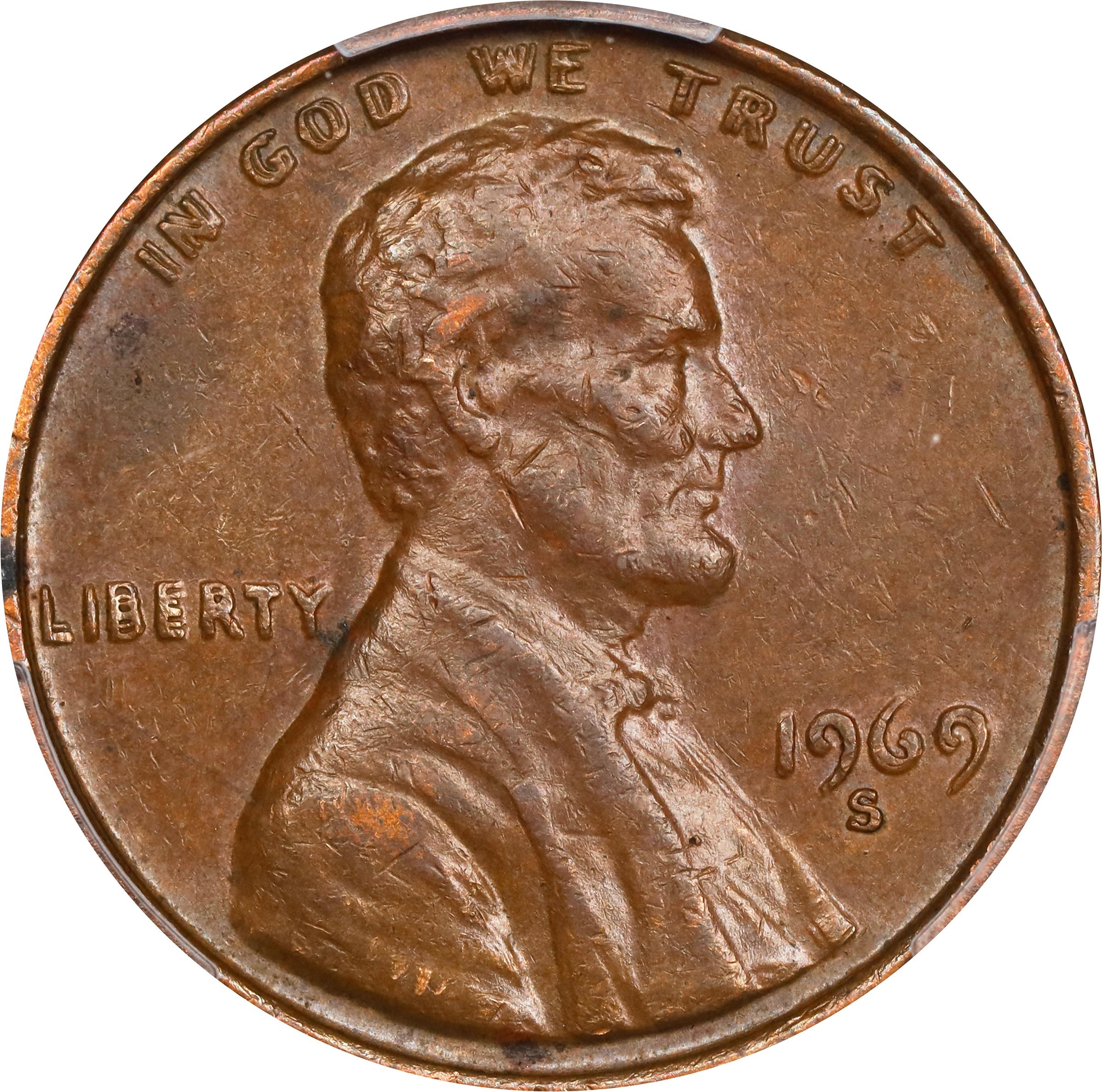 image for: 1969-S Lincoln Cent. FS-101. Doubled Die Obverse. AU-50 (PCGS).