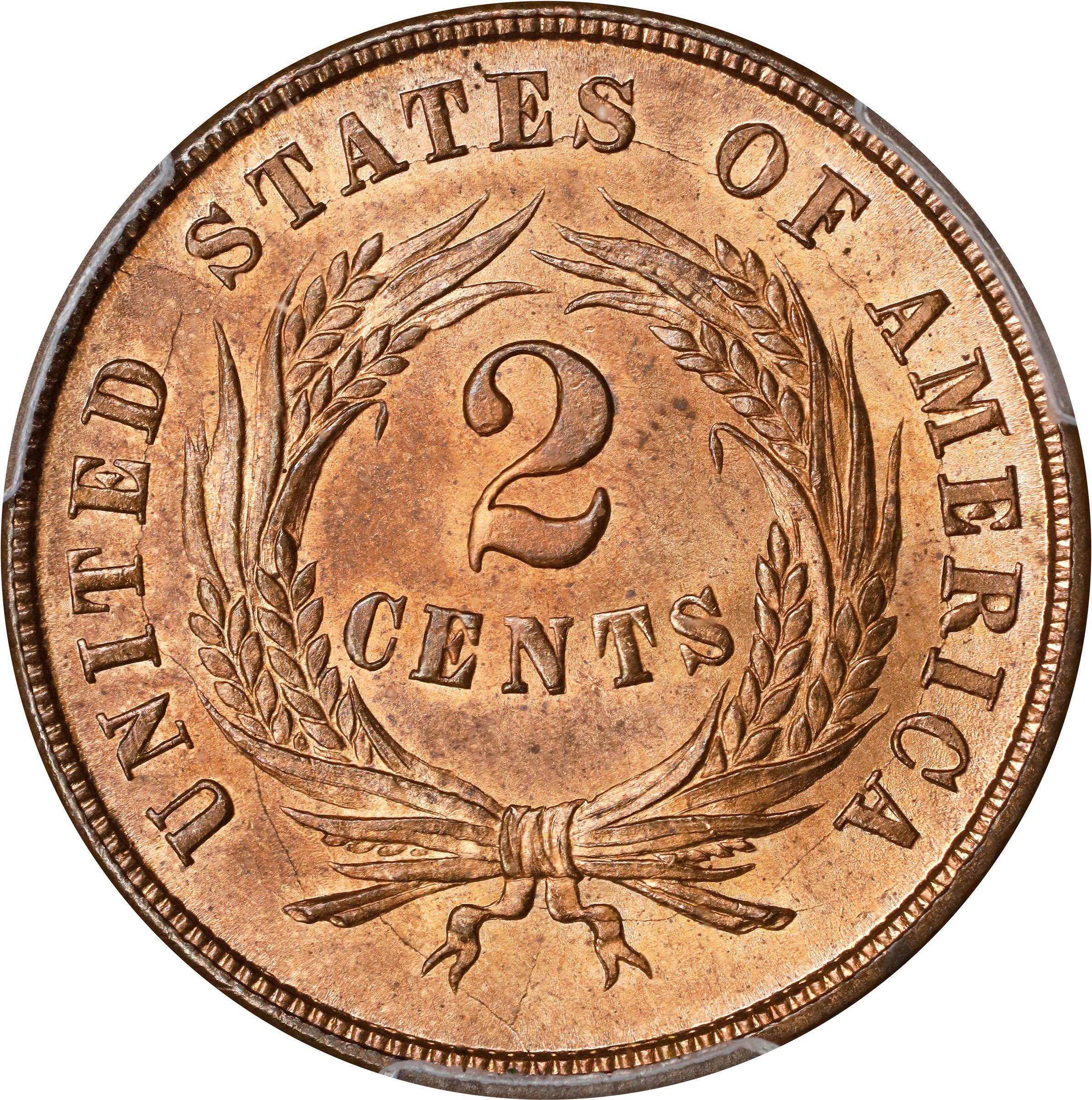 image for: 1864 Two-Cent Piece. FS-401. Small Motto. MS-66 RD (PCGS).
