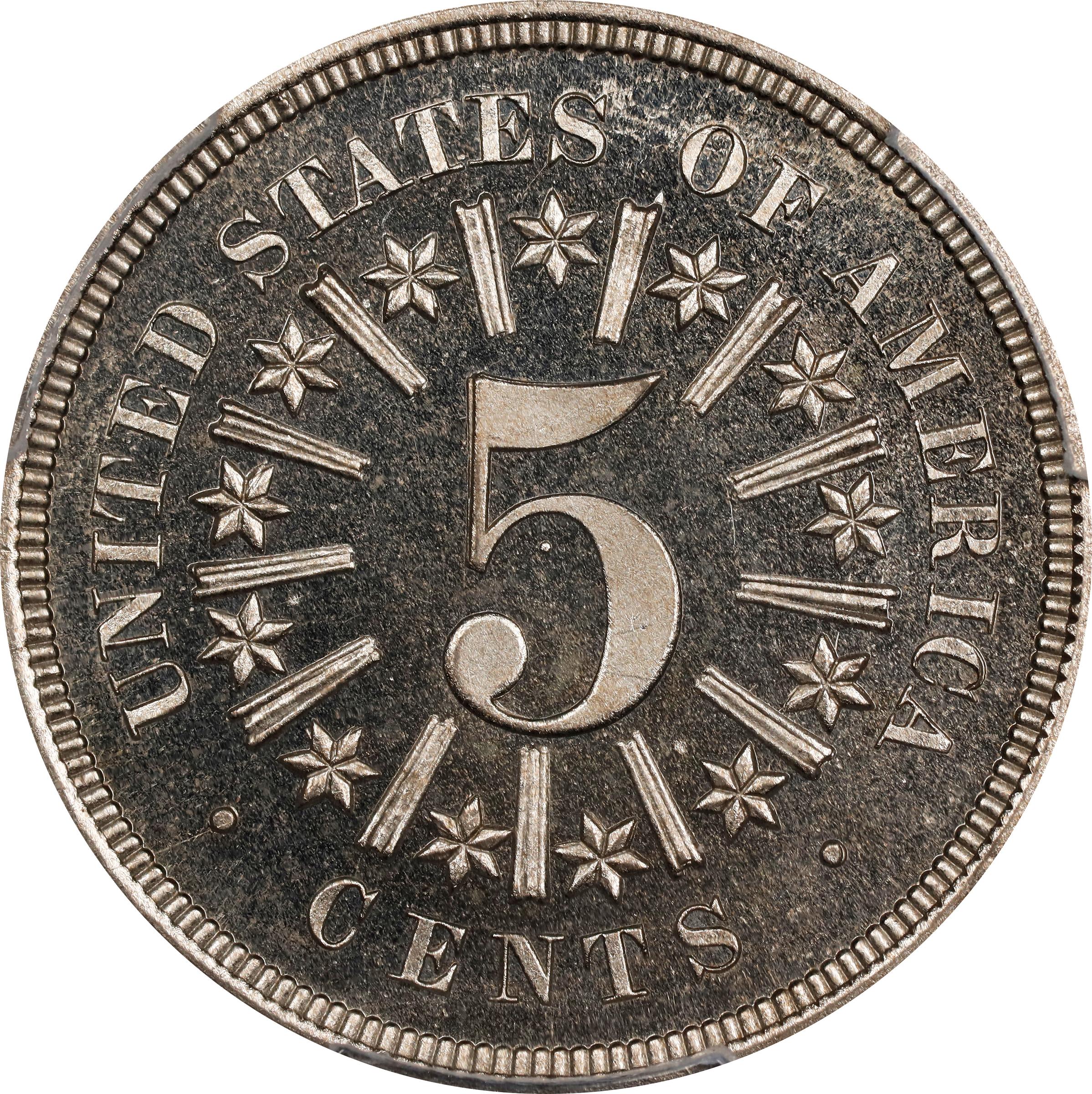 image for: 1866 Shield Nickel. Rays. JD-1. Rarity-3-. Proof-66+ Deep Cameo (PCGS).