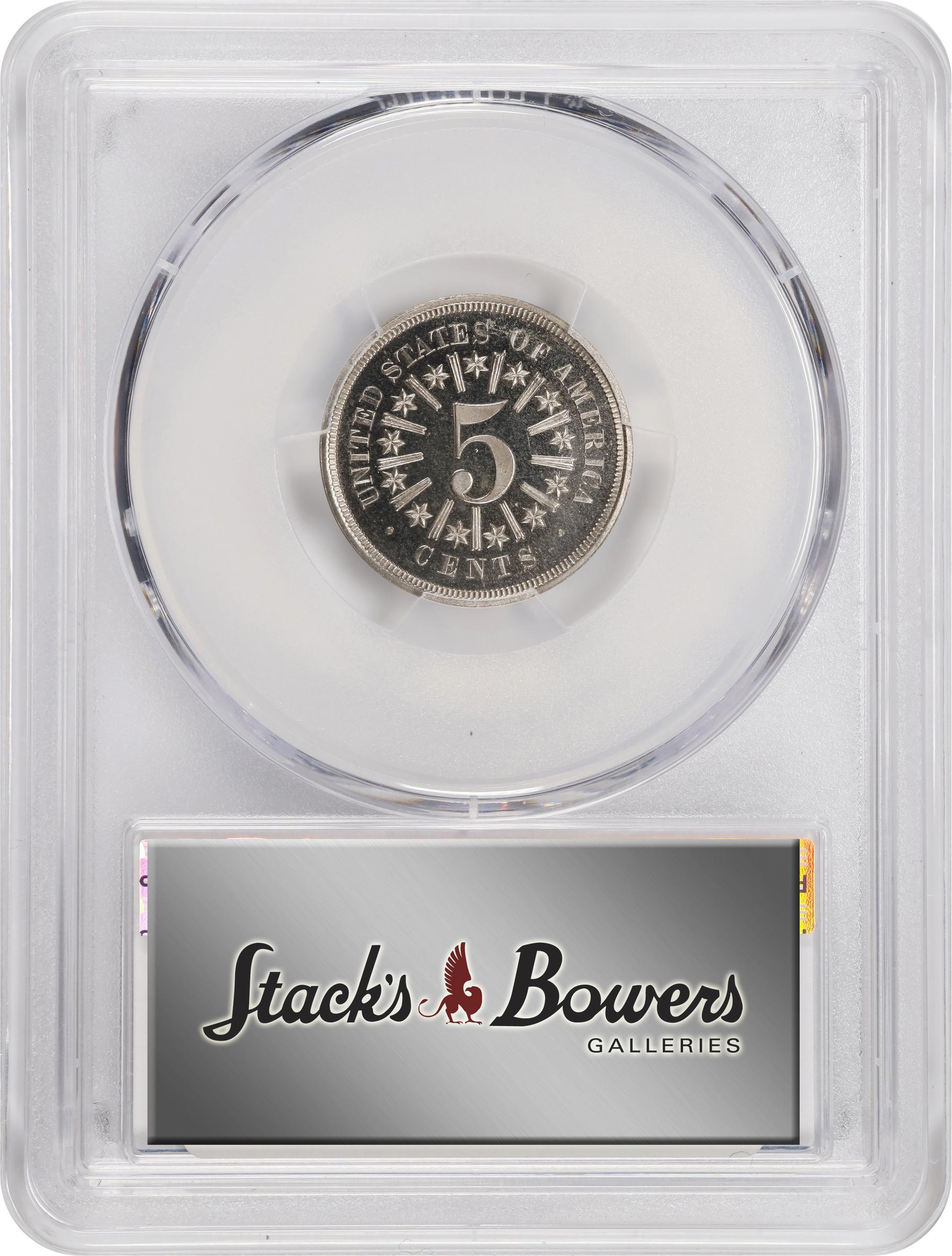 image for: 1866 Shield Nickel. Rays. JD-1. Rarity-3-. Proof-66+ Deep Cameo (PCGS).