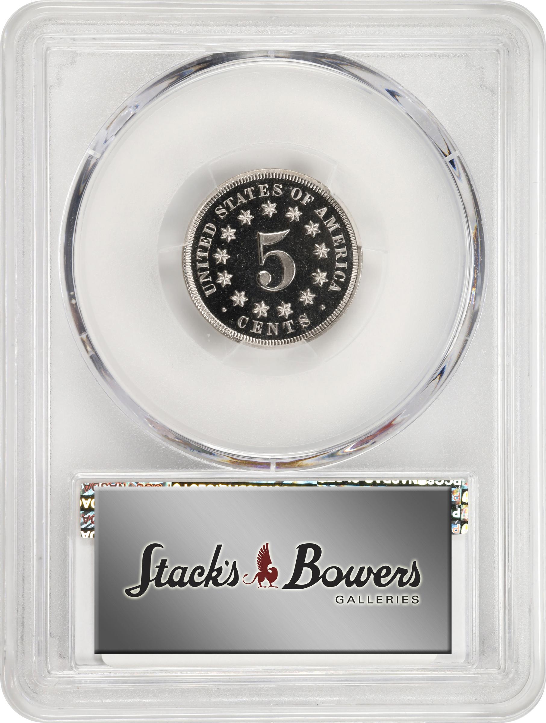 image for: 1867 Shield Nickel. No Rays. JD-2. Rarity-2+. Type II Reverse. Proof-67 Deep Cameo (PCGS). CAC. CMQ.