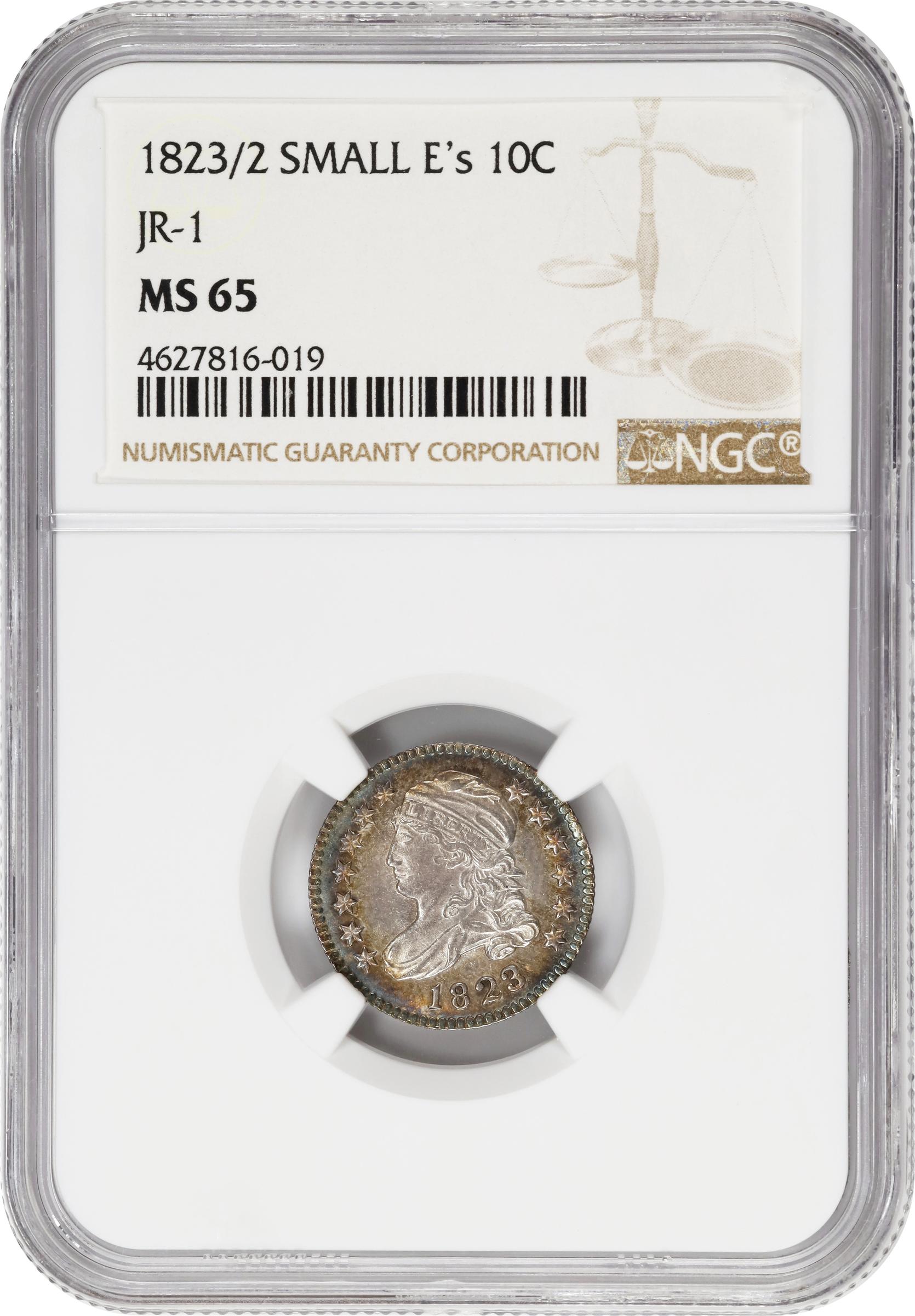 image for: 1823/2 Capped Bust Dime. JR-1. Rarity-3. Small Es. MS-65 (NGC).