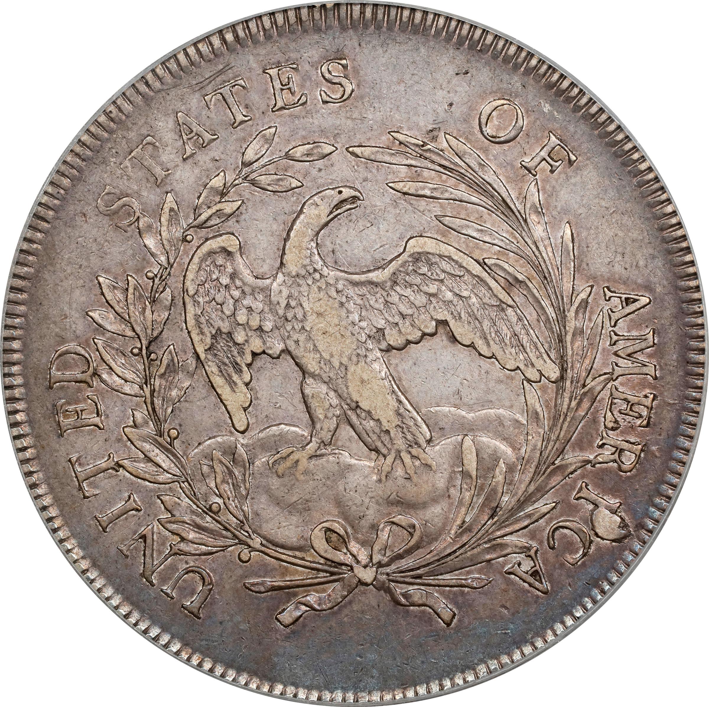 image for: 1796 Draped Bust Silver Dollar. BB-65, B-5. Rarity-3-. Large Date, Small Letters. AU-50 (PCGS).