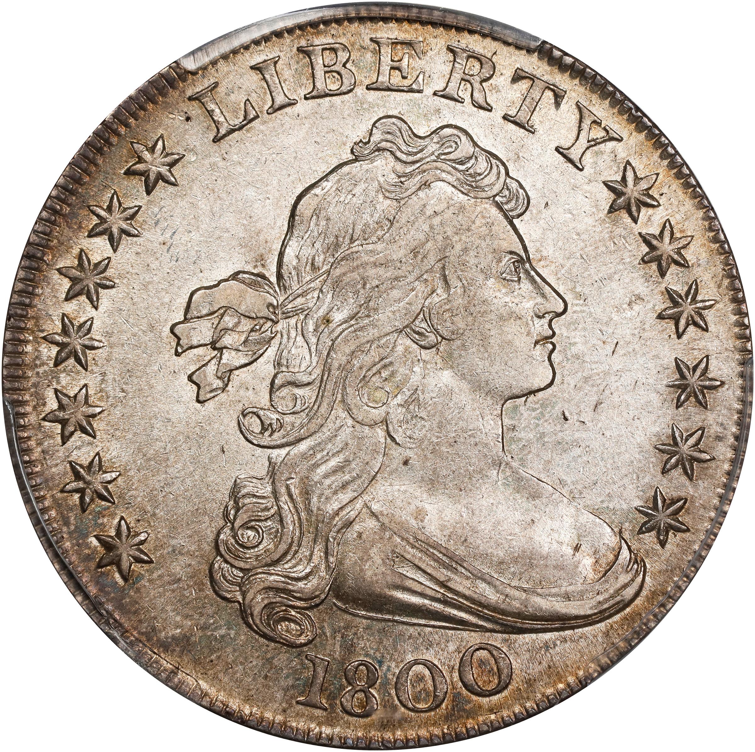 image for: 1800 Draped Bust Silver Dollar. BB-193, B-13, 18. Rarity-4. AU-55 (PCGS). CMQ.