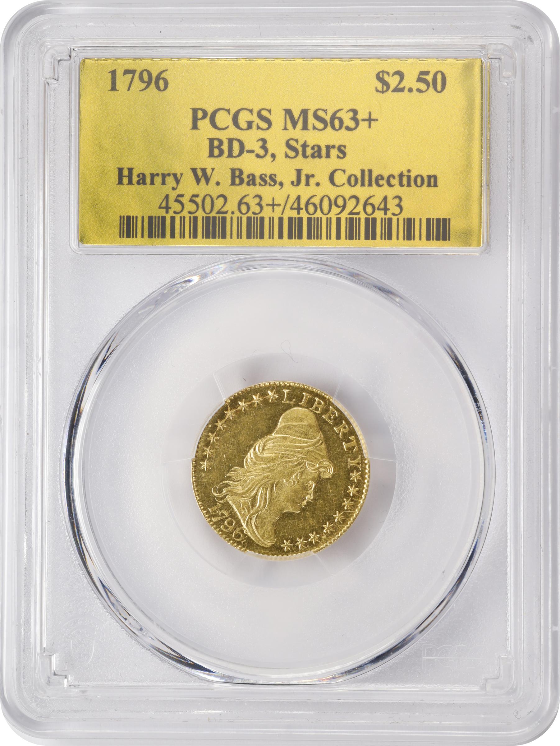 image for: 1796 Capped Bust Right Quarter Eagle. Stars on Obverse. BD-3. Rarity-5+. MS-63+ (PCGS).
