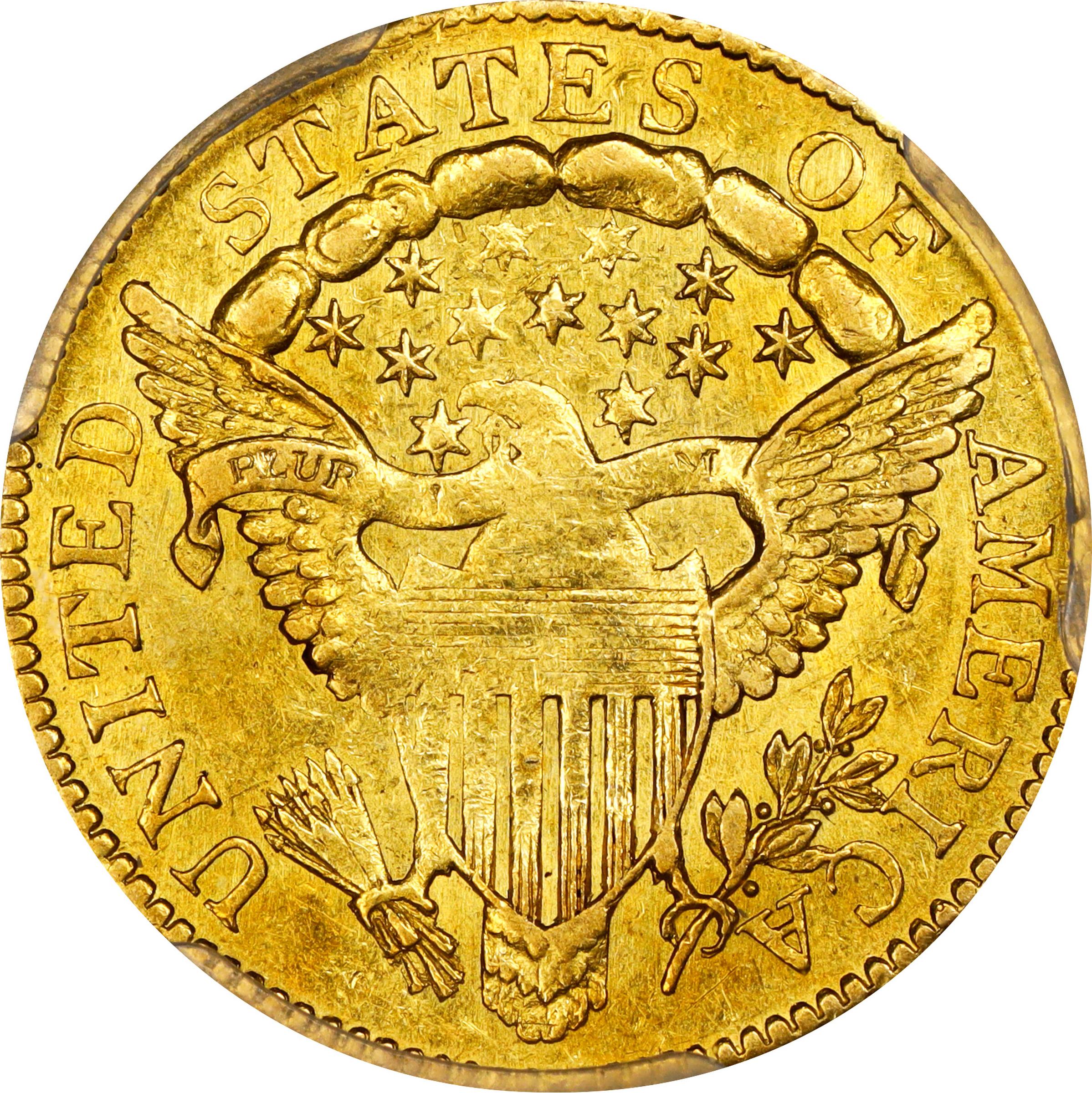 image for: 1806/4 Capped Bust Right Quarter Eagle. BD-1. Rarity-4+. Stars 8x5. AU-58 (PCGS).