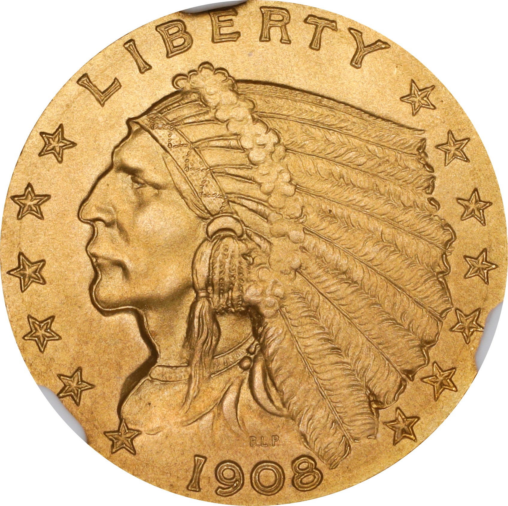 image for: 1908 Indian Quarter Eagle. JD-1. Rarity-4. Proof-67 (NGC).
