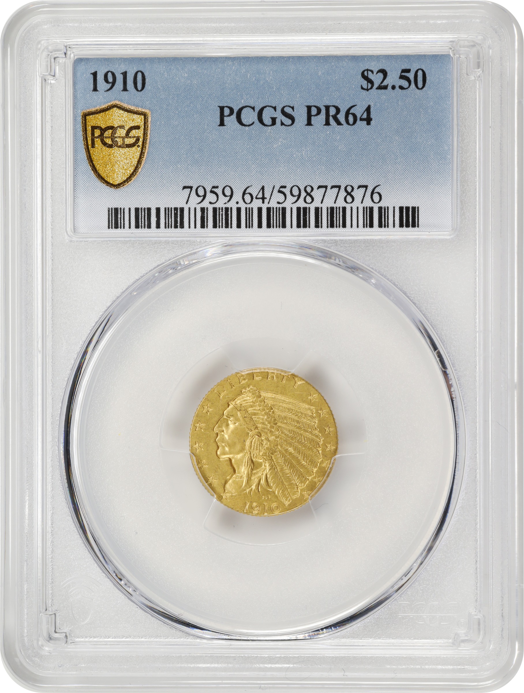 image for: 1910 Indian Quarter Eagle. JD-1. Rarity-4. Proof-64 (PCGS).