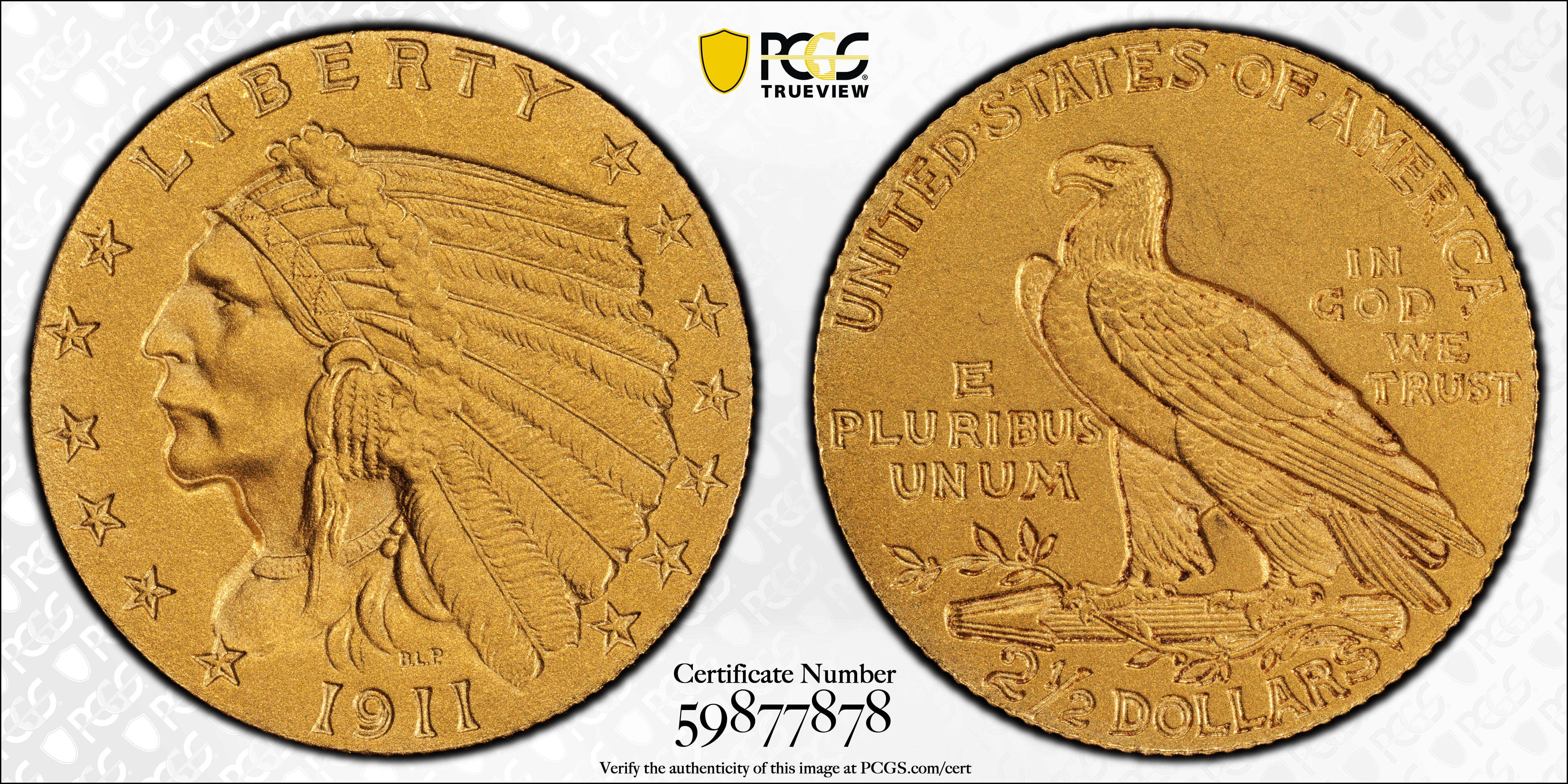 image for: 1911 Indian Quarter Eagle. JD-1. Rarity-4. Proof-66 (PCGS).
