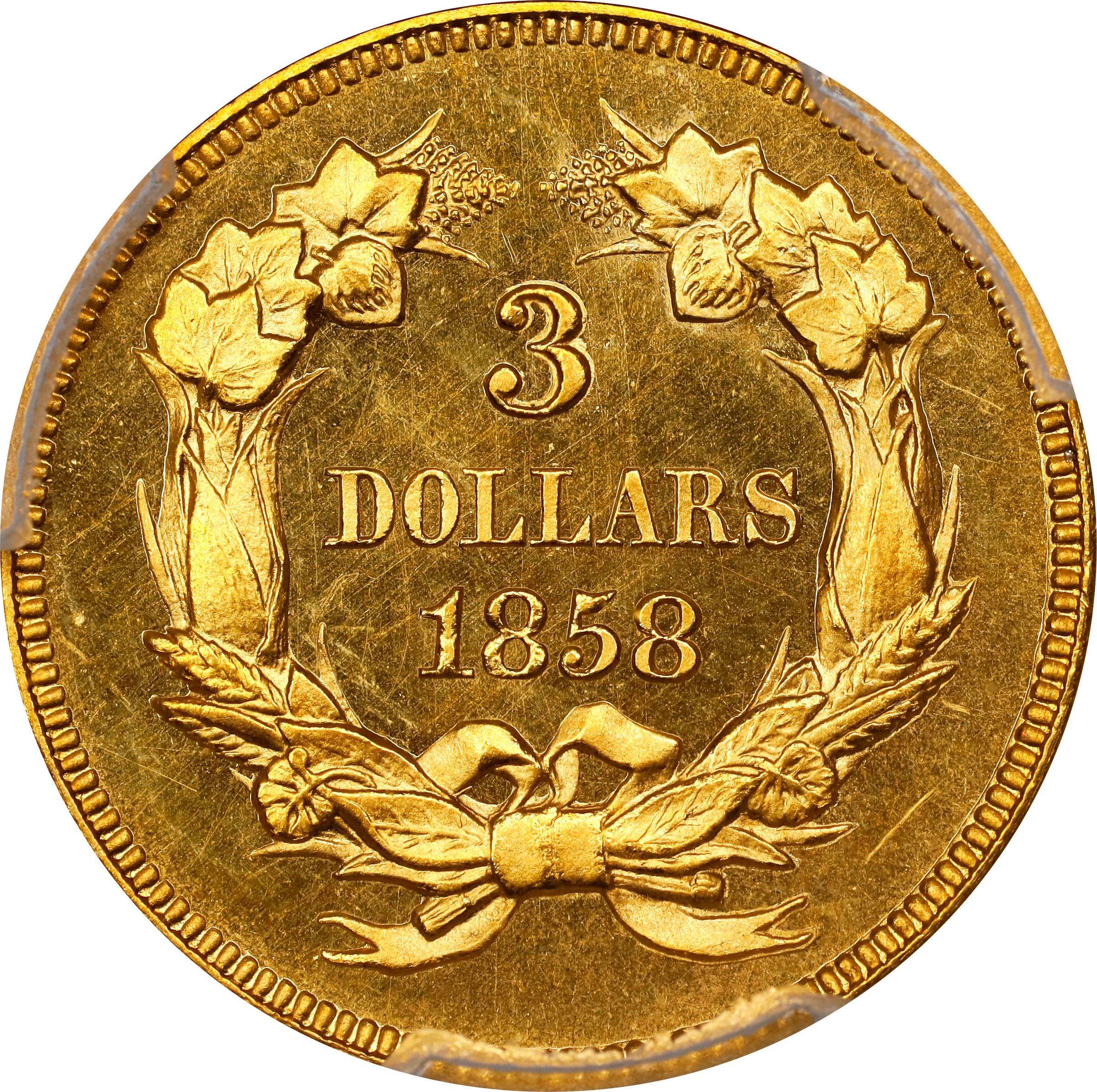 image for: 1858 Three-Dollar Gold Piece. JD-1. Rarity-7-. Proof-65 Cameo (PCGS). CAC. CMQ.