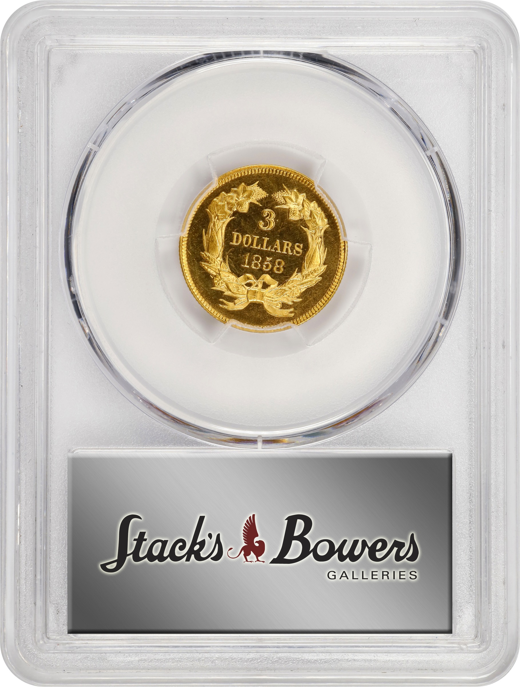 image for: 1858 Three-Dollar Gold Piece. JD-1. Rarity-7-. Proof-65 Cameo (PCGS). CAC. CMQ.