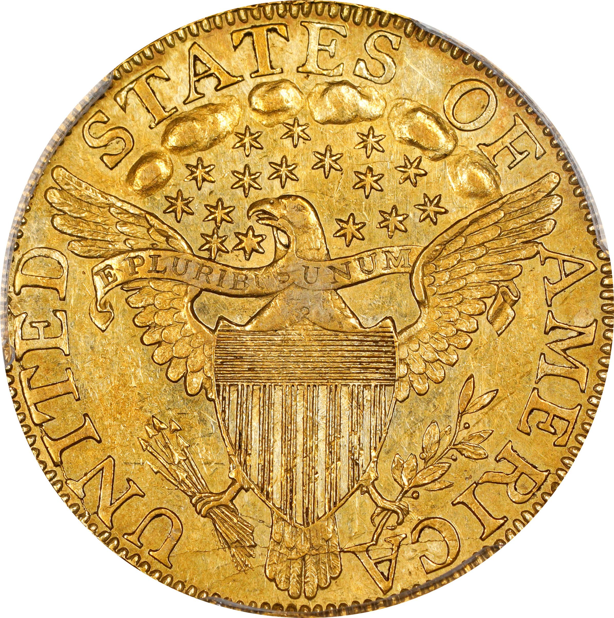 image for: 1795 Capped Bust Right Half Eagle. Heraldic Eagle. BD-15. Rarity-5+. AU-58 (PCGS).