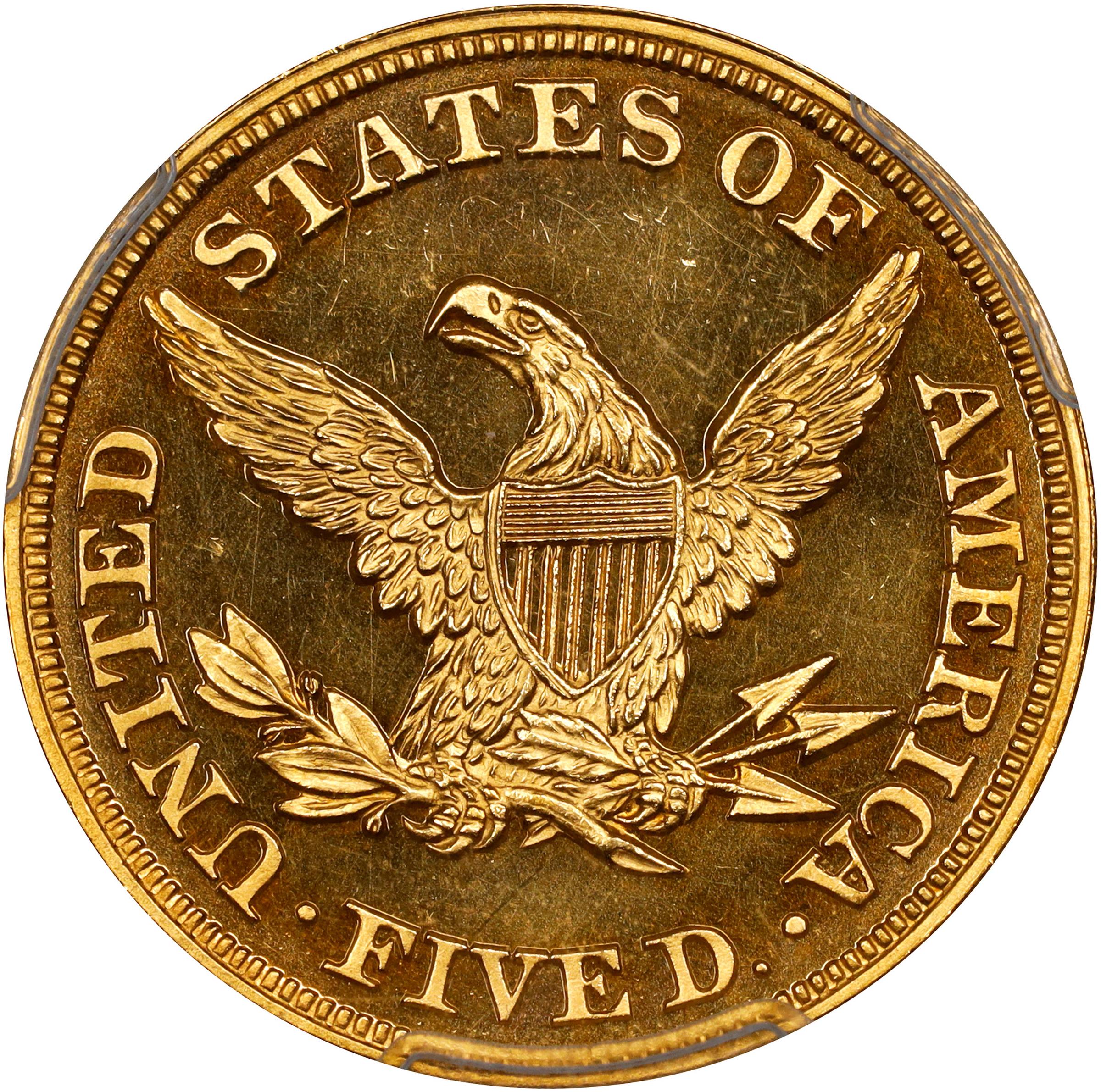 image for: 1863 Liberty Head Half Eagle. JD-1. Rarity-6+. Proof-65 Cameo (PCGS).